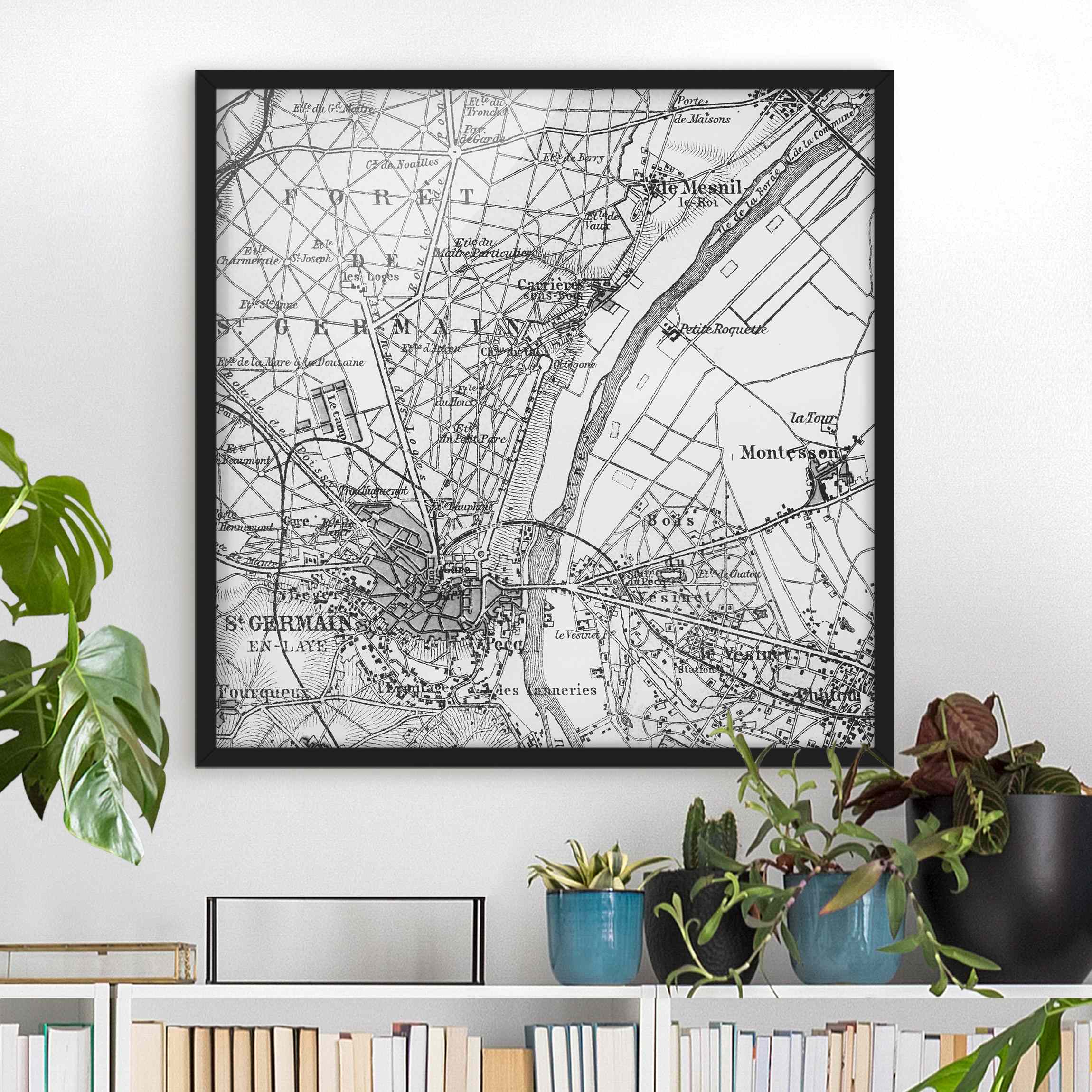 Bild mit Rahmen Vintage Karte St Germain Paris
