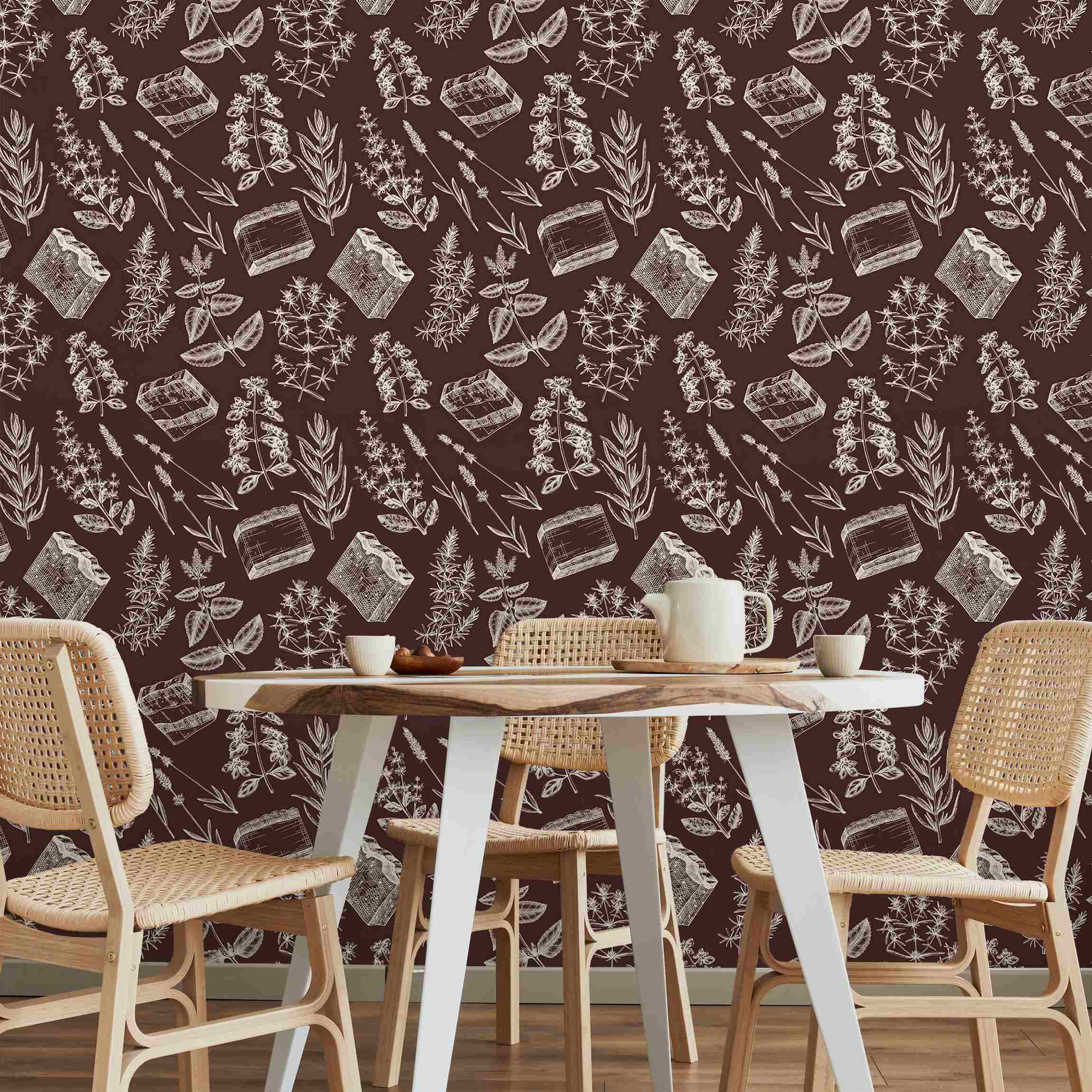 Fototapete Vintage Kräuter Bordeaux