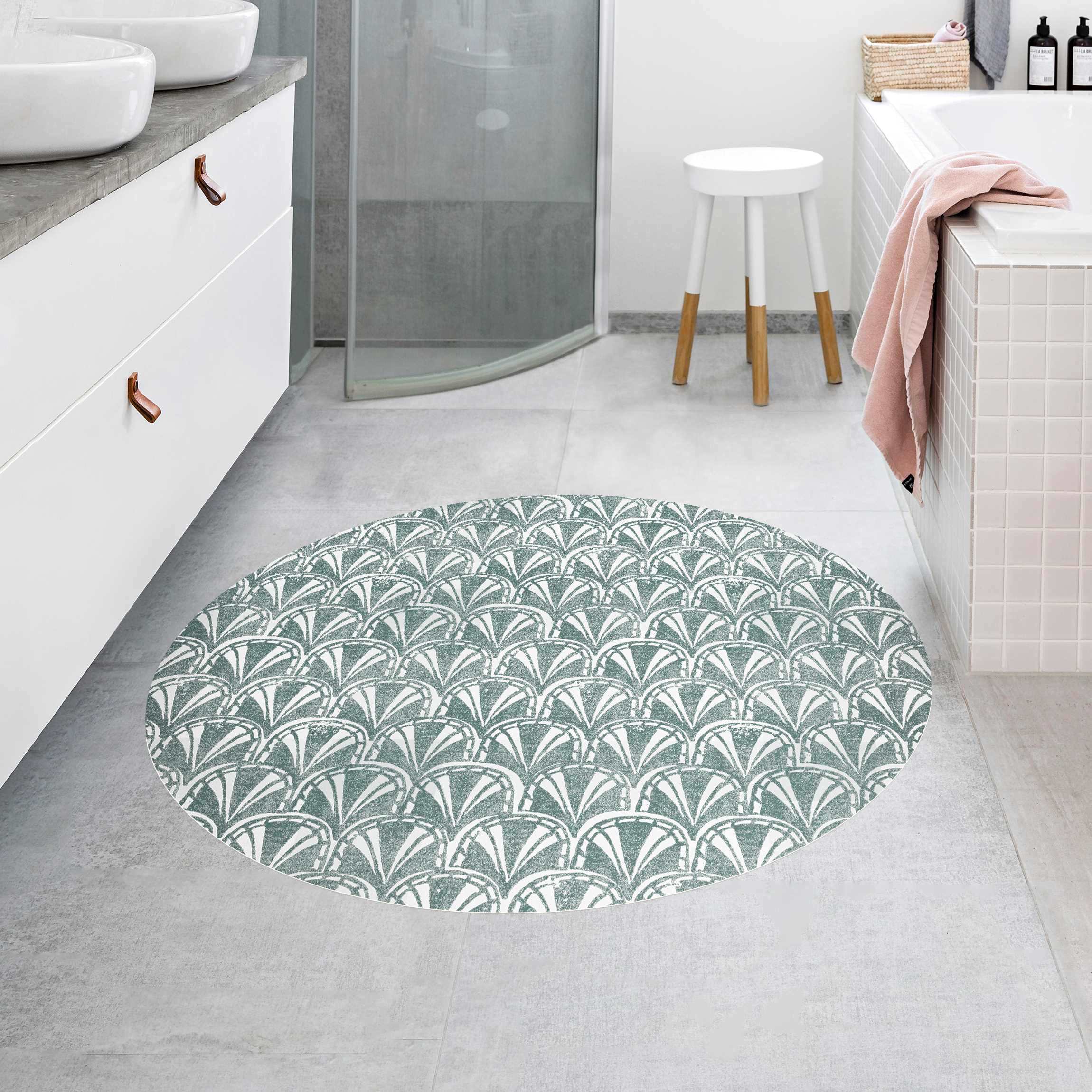 Runder Vinyl-Teppich Vintage Muster Art Deco Bögen