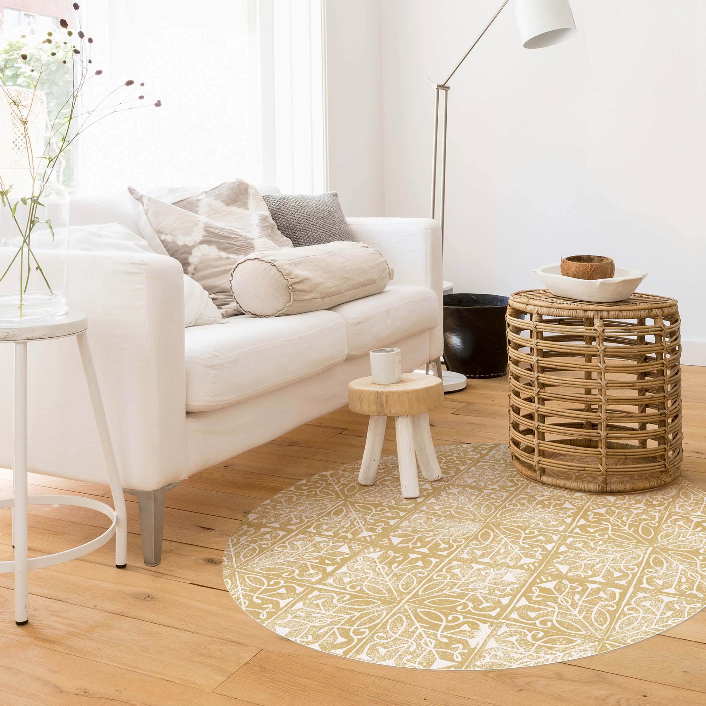 Runder Vinyl-Teppich Vintage Muster Art Deco Kacheln