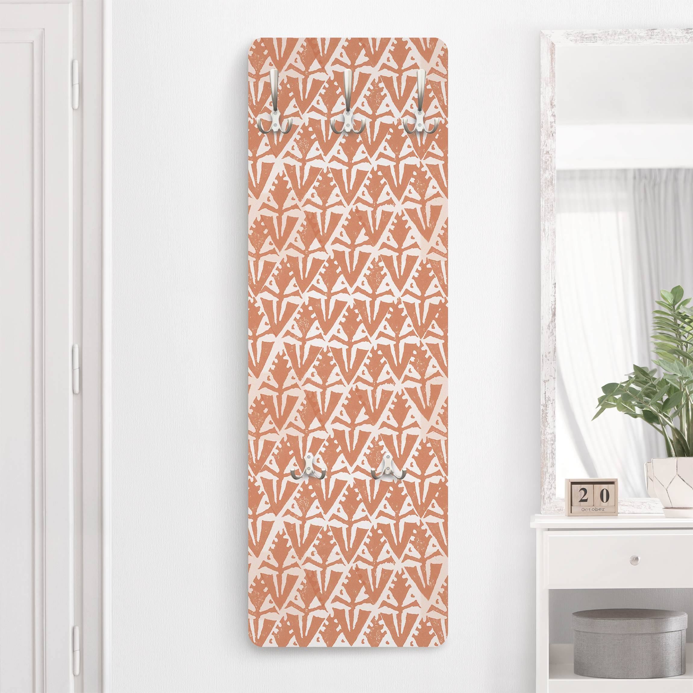 Wandgarderobe Holzpaneel Vintage Muster Art Deco Rauten