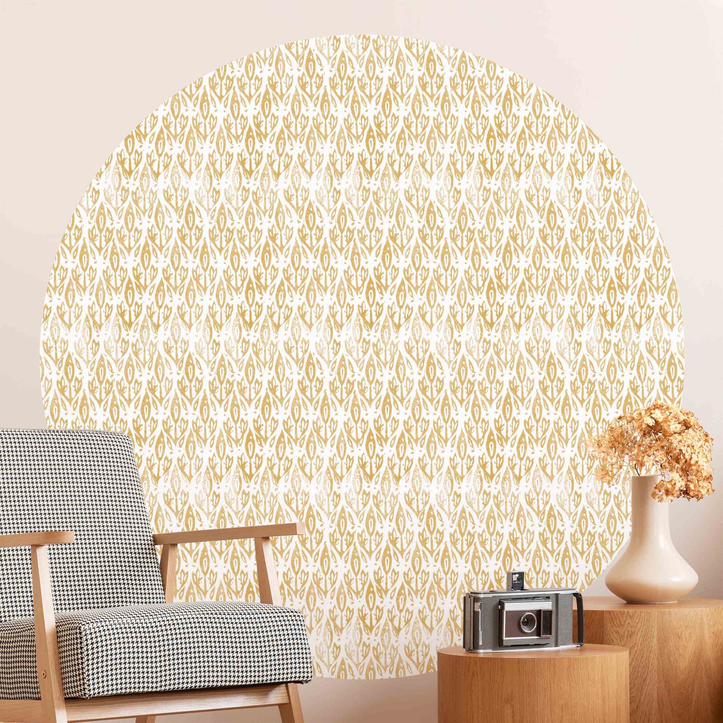 Runde Mustertapete selbstklebend Vintage Muster Filigrane Pflanzen