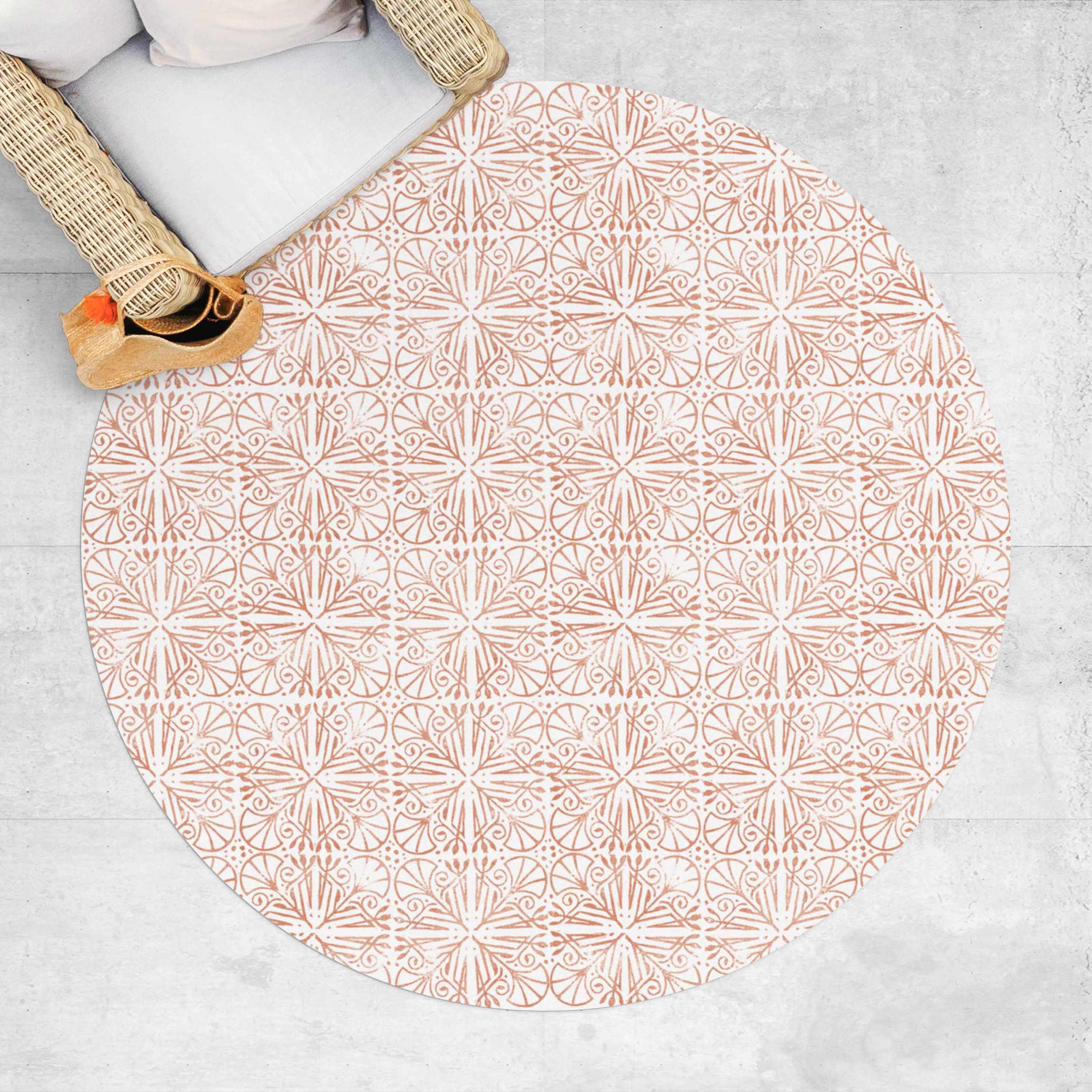 Runder Vinyl-Teppich Vintage Muster Filigranes Art Deco