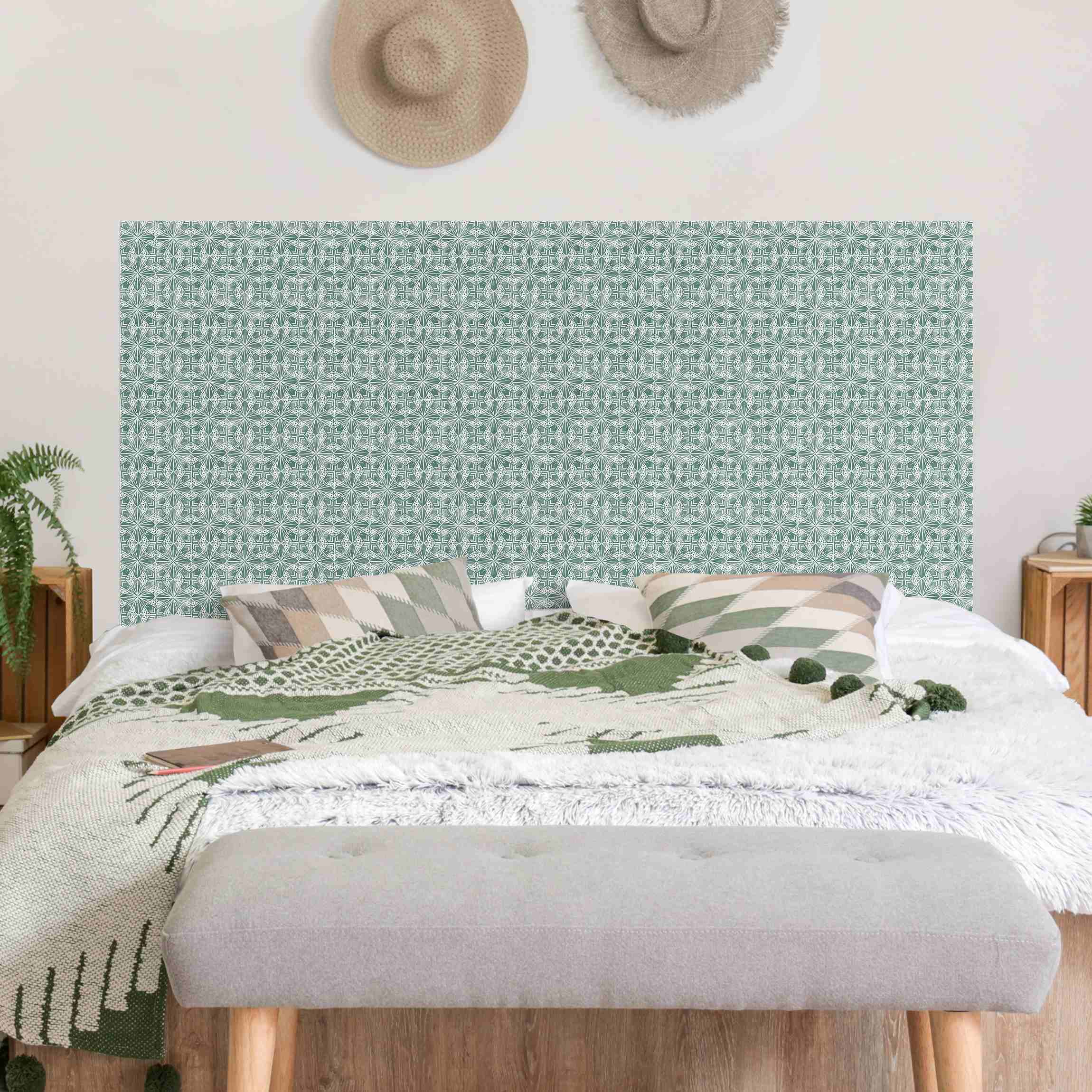 Kopfteil Bett Vintage Muster Geometrische Fliesen