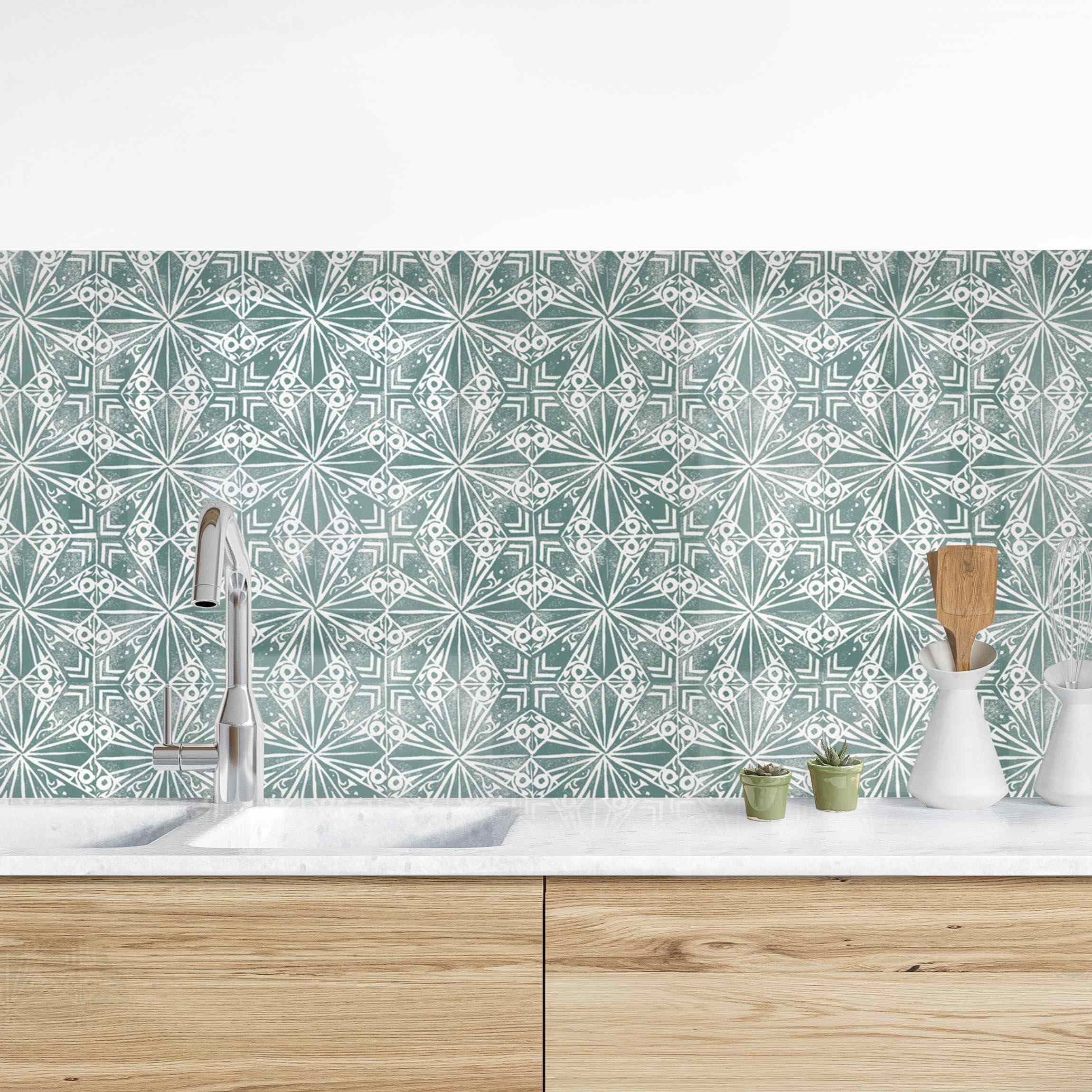 Küchenrückwand Vintage Muster Geometrische Fliesen