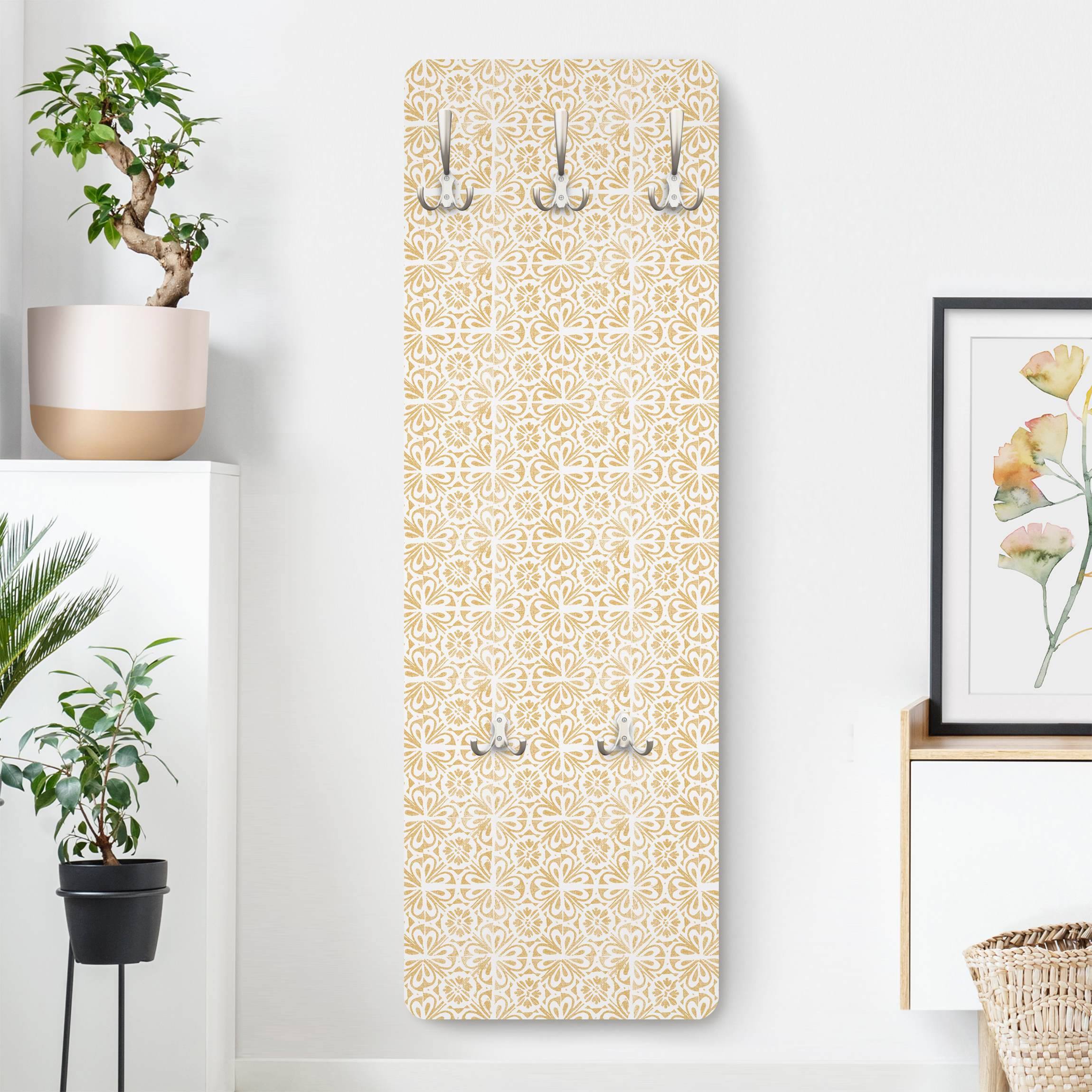 Wandgarderobe Holzpaneel Vintage Muster Portugiesische Fliesen