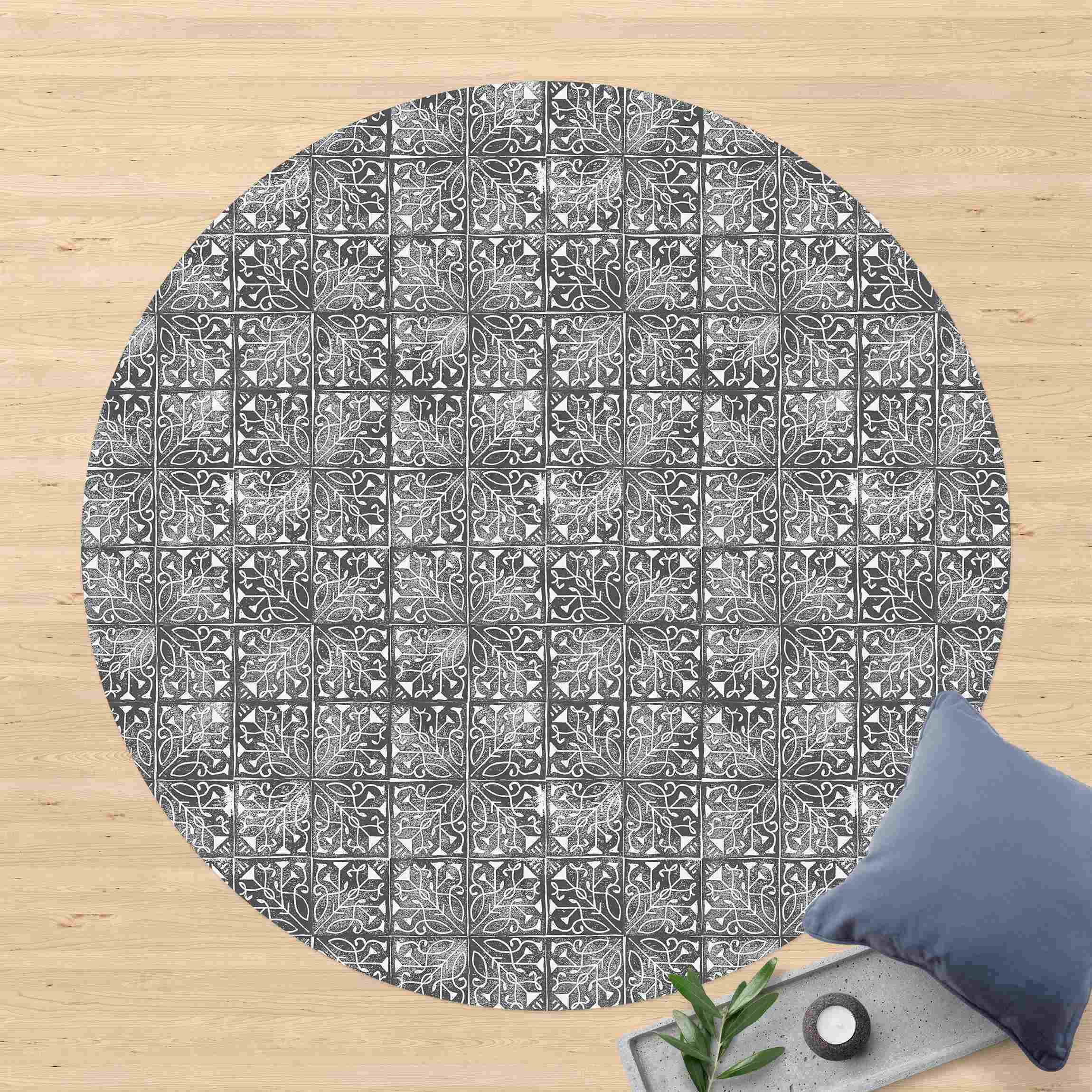 Runder Vinyl-Teppich Vintage Muster Spanische Fliesen