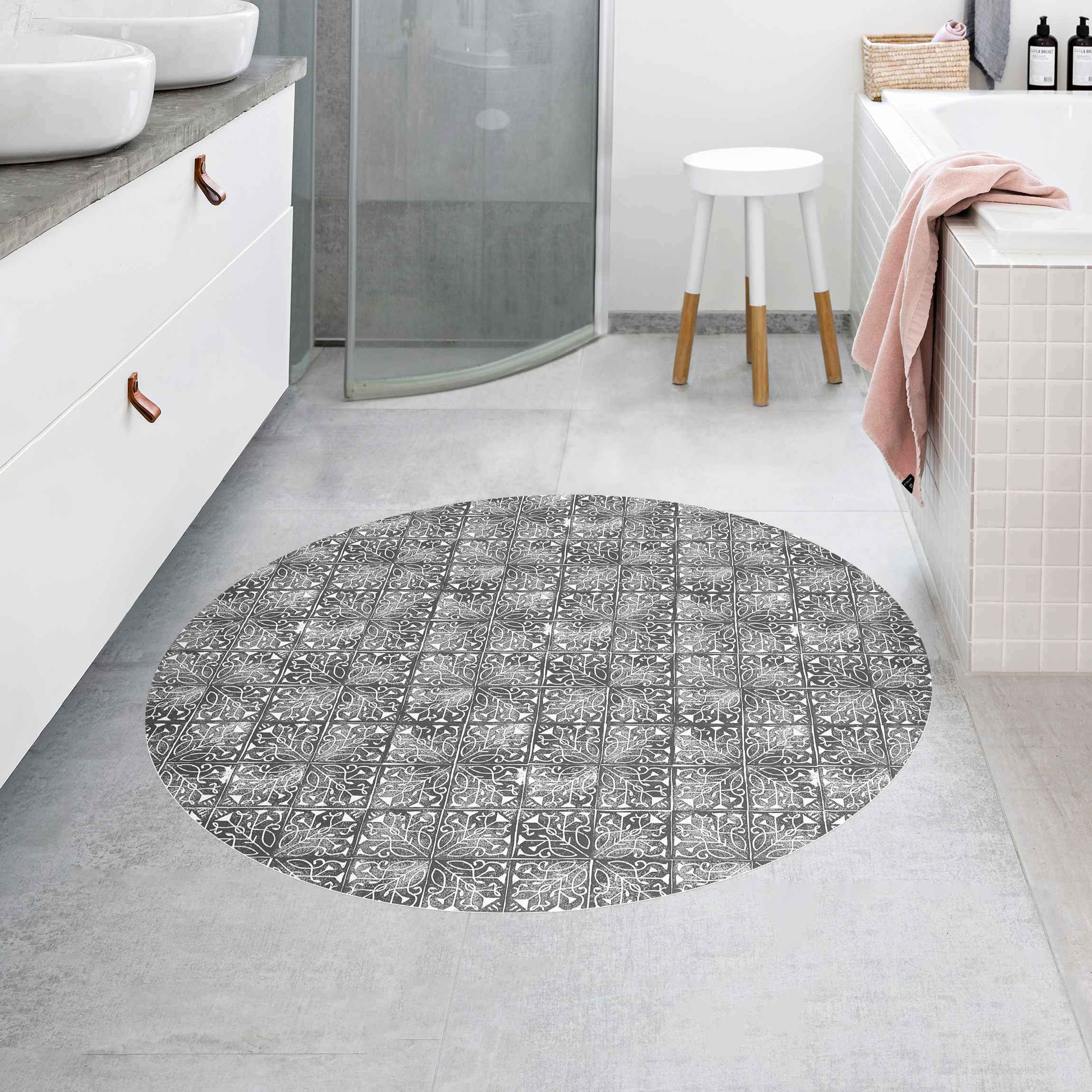 Runder Vinyl-Teppich Vintage Muster Spanische Fliesen