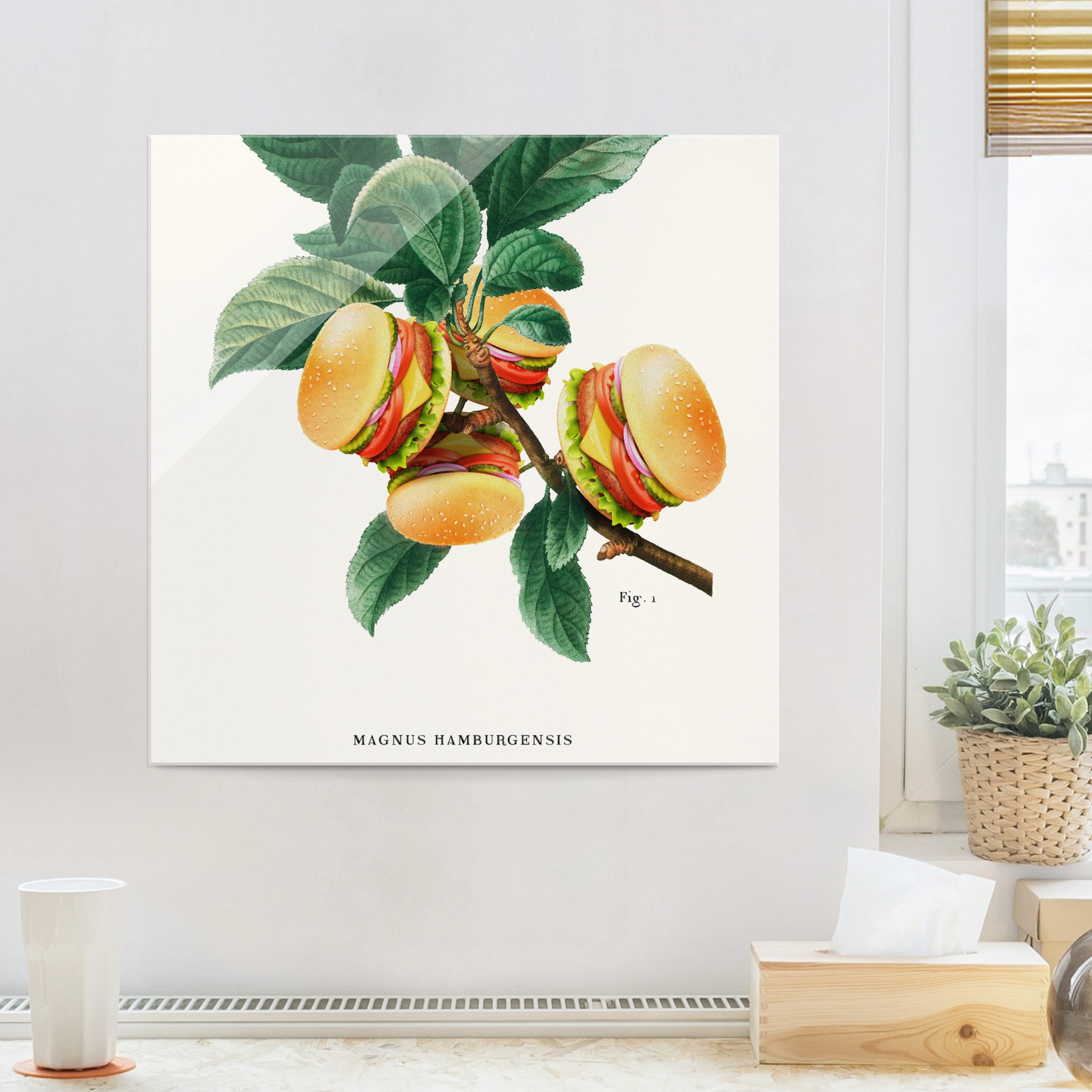 Glasbild Vintage Pflanze - Burger