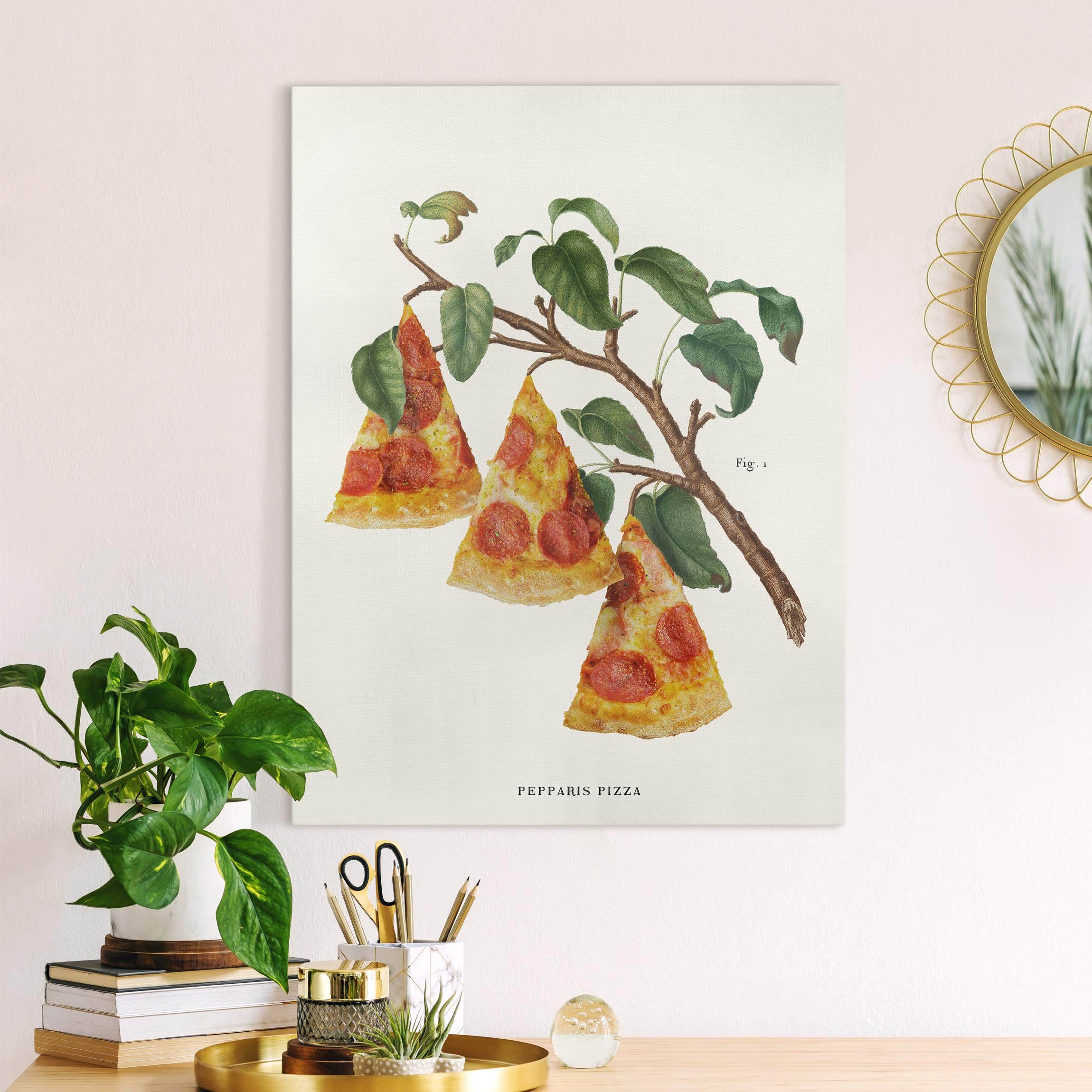 Leinwandbild Vintage Pflanze - Pizza