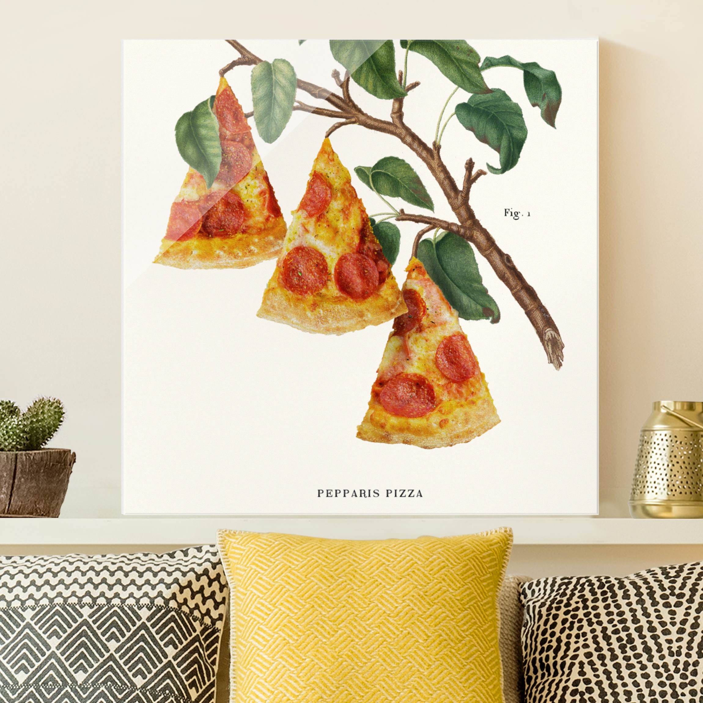 Glasbild Vintage Pflanze - Pizza