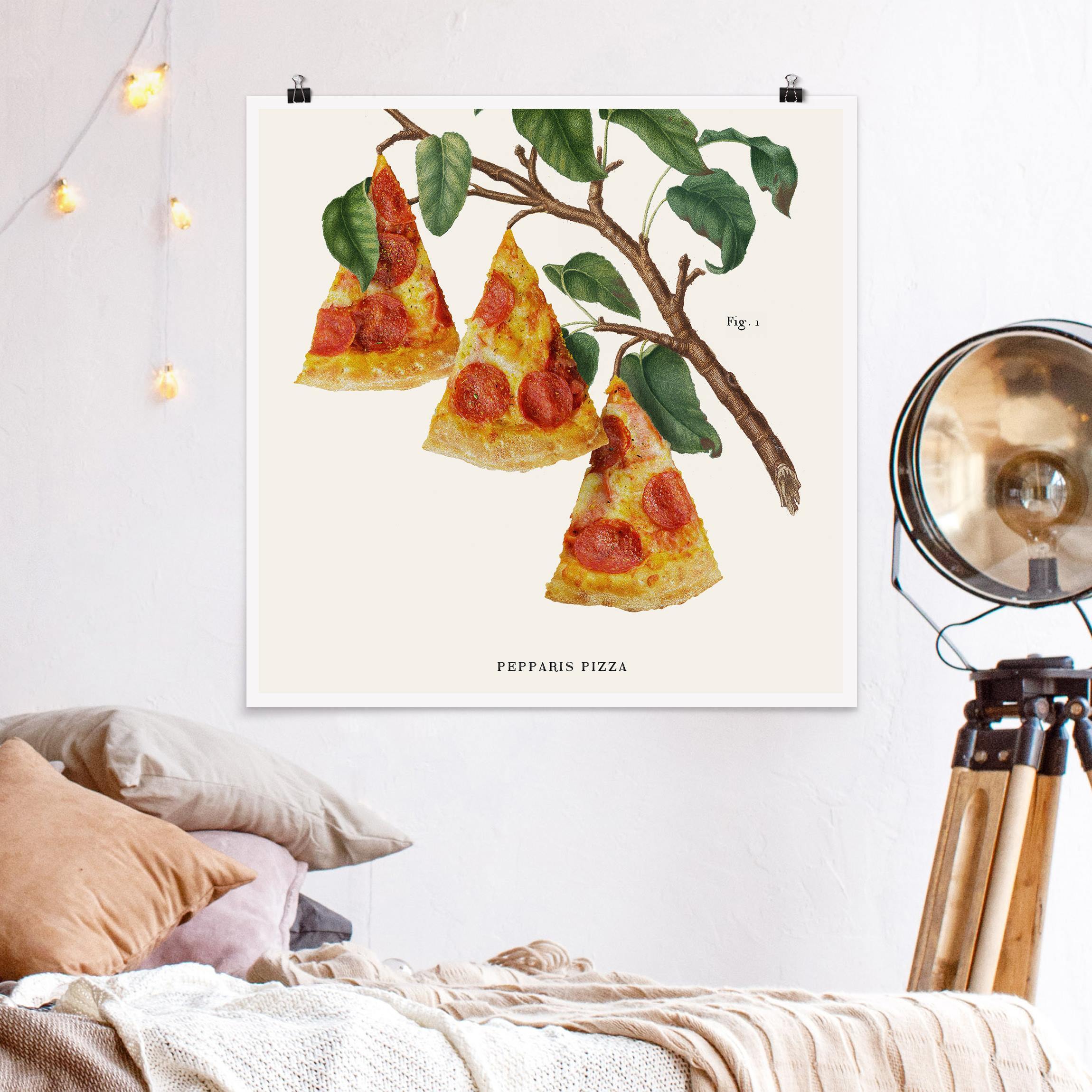 Poster Vintage Pflanze - Pizza