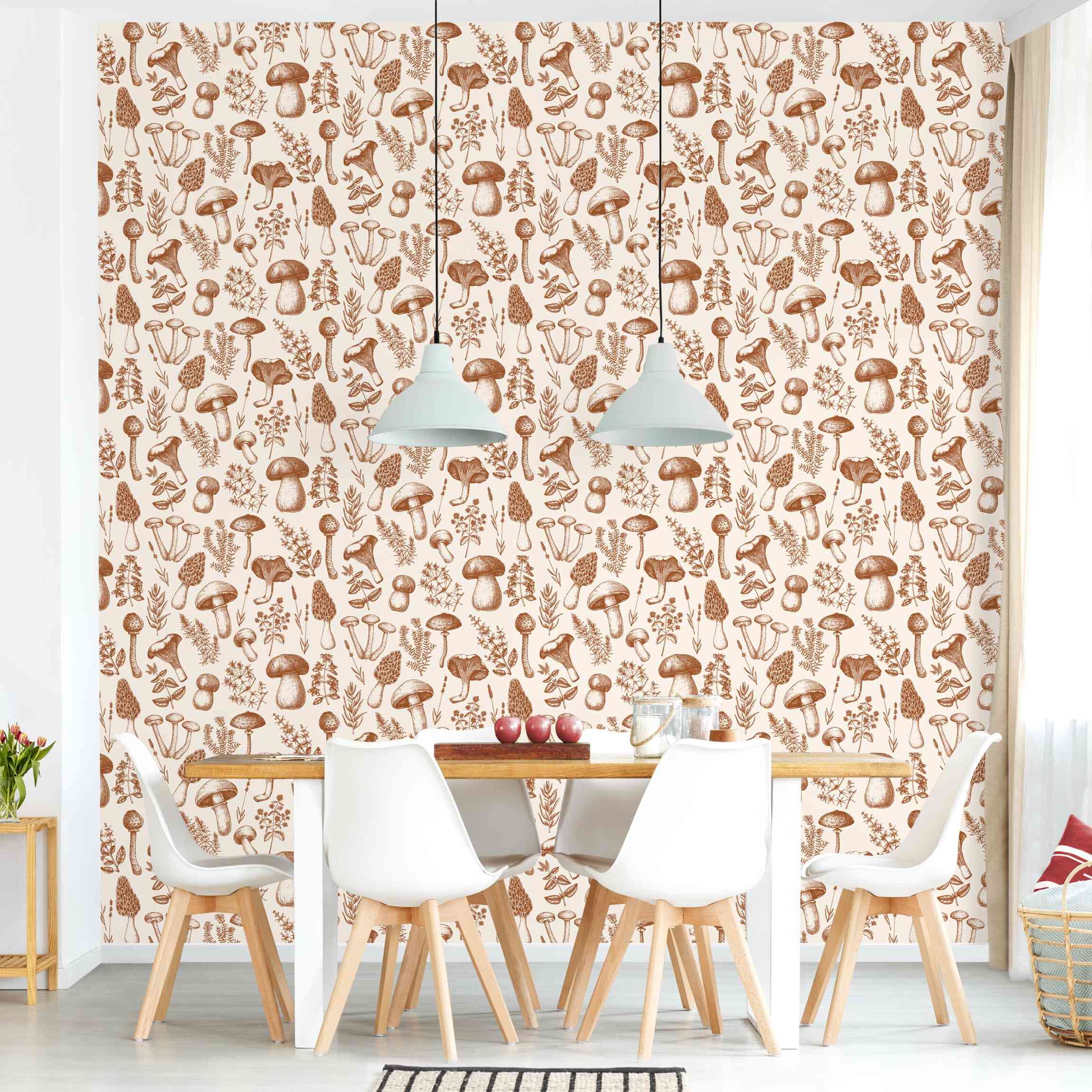 Fototapete Vintage Pilze und Kräuter