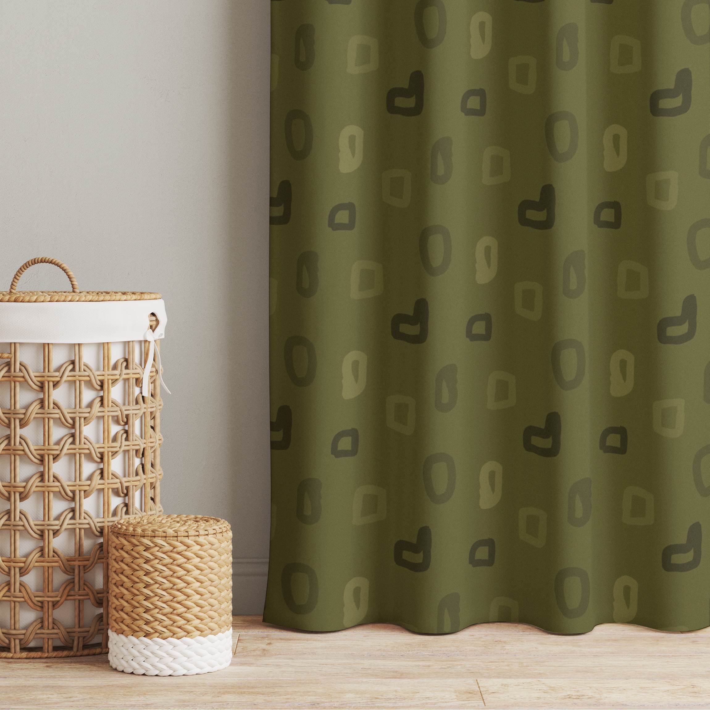 Vorhang Vintage Punkte - Olive Grün