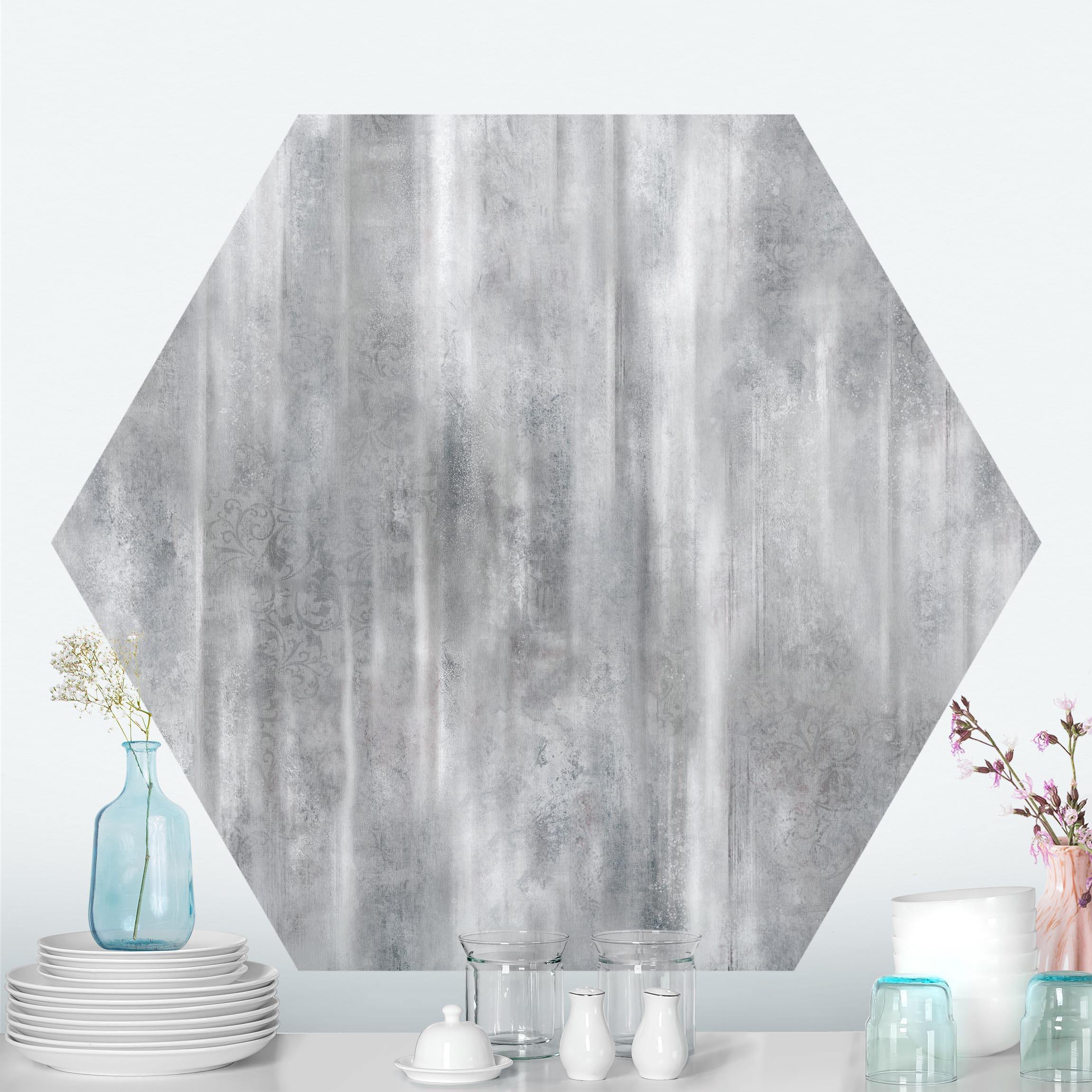 Hexagon Tapete selbstklebend Vintage Strukturen mit Ornamenten