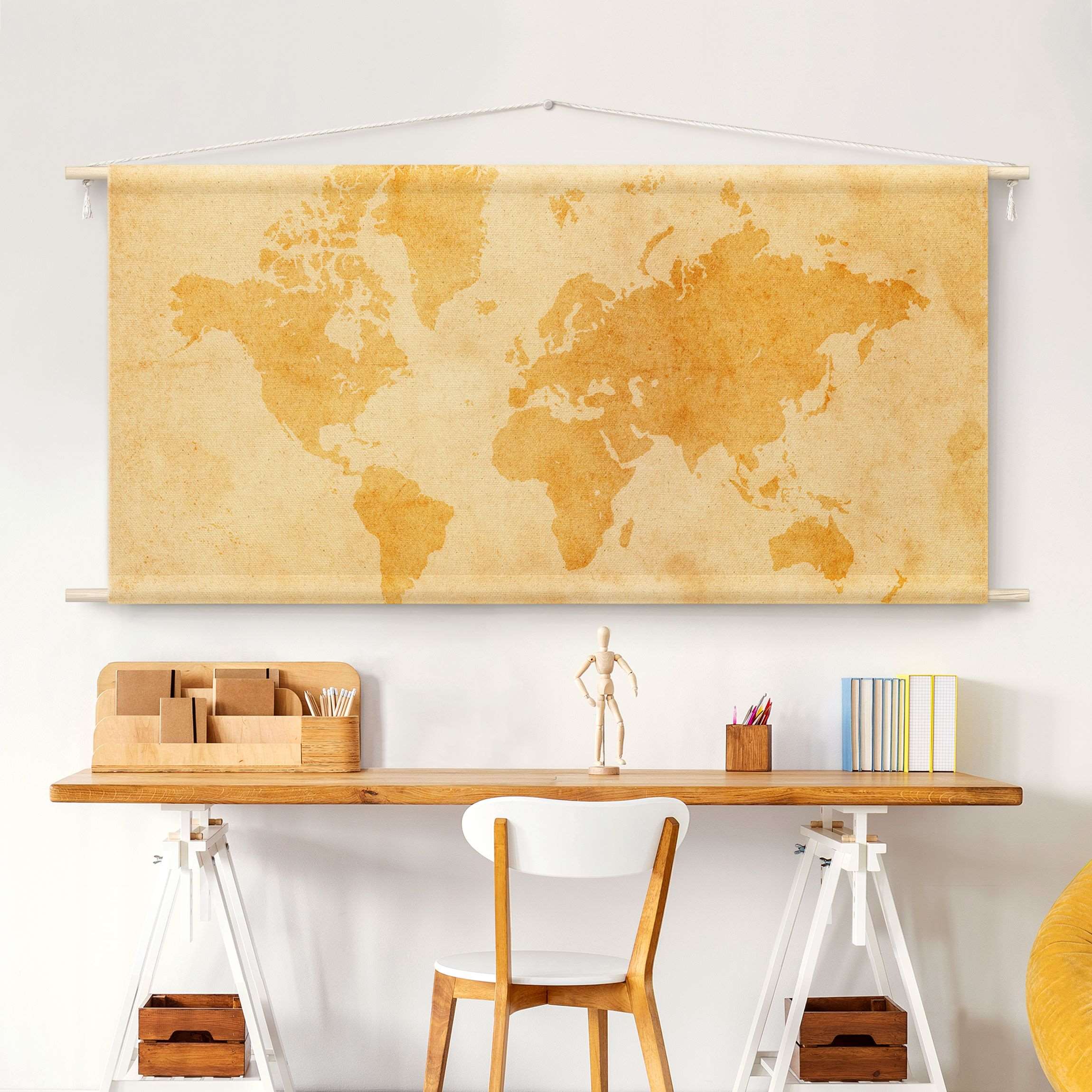 Wandteppich Vintage Weltkarte
