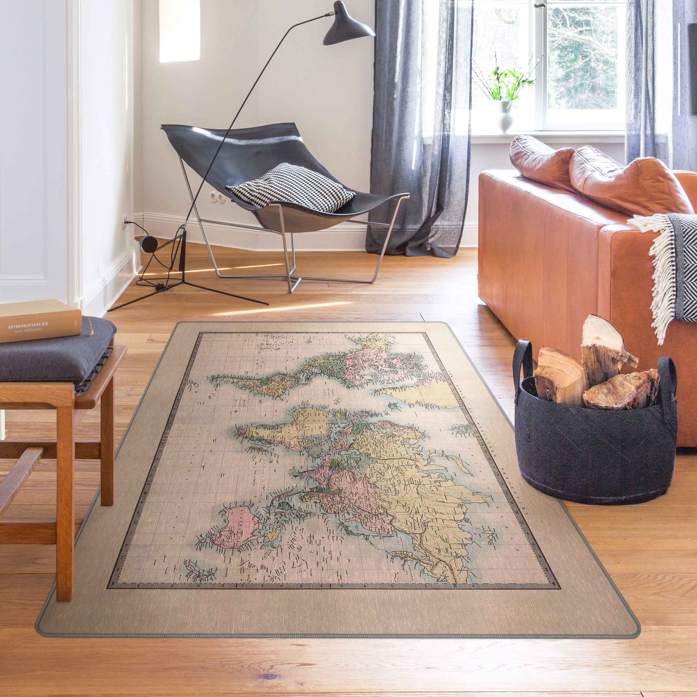 Teppich Vintage Weltkarte um 1850