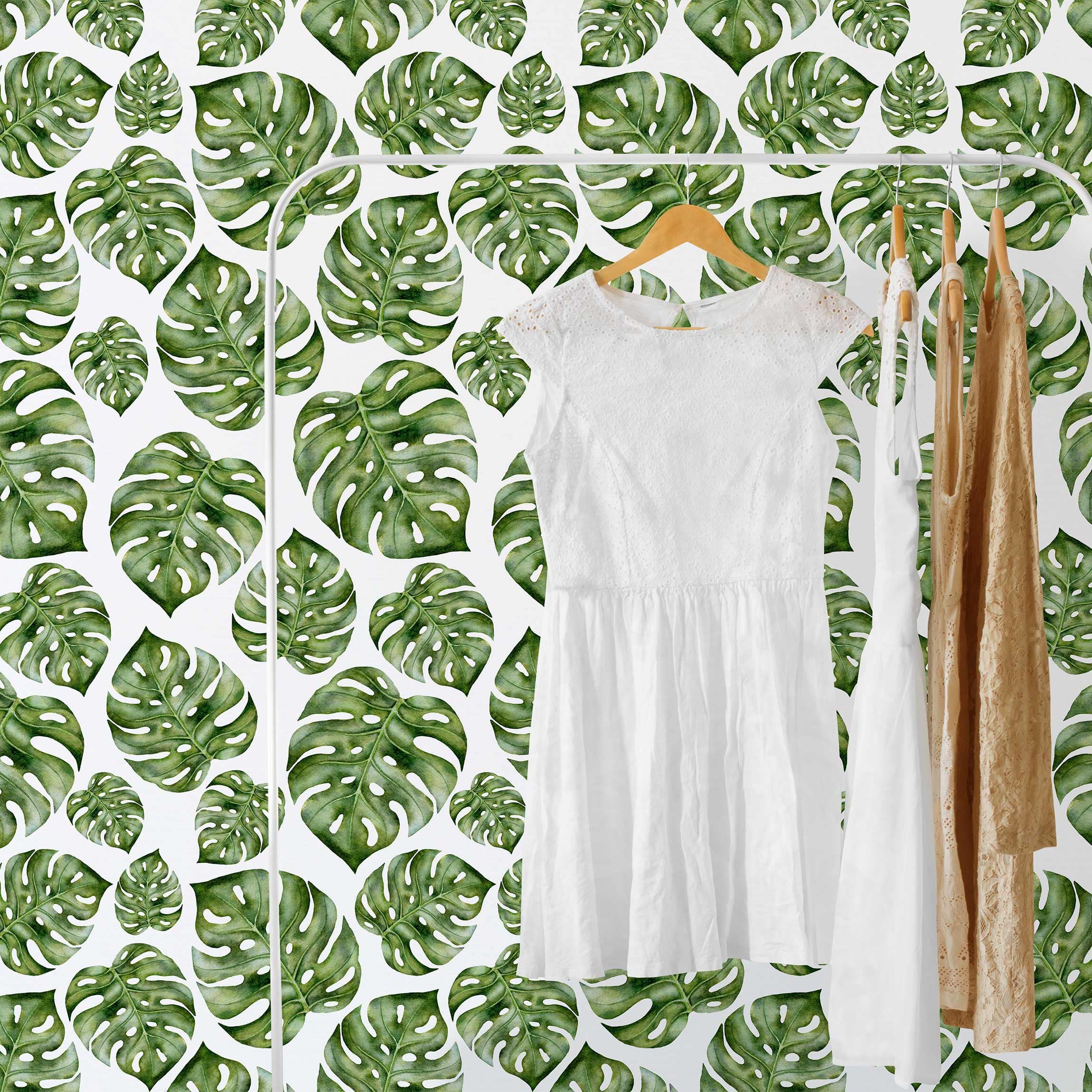 Fototapete Aquarell Monstera Blätter