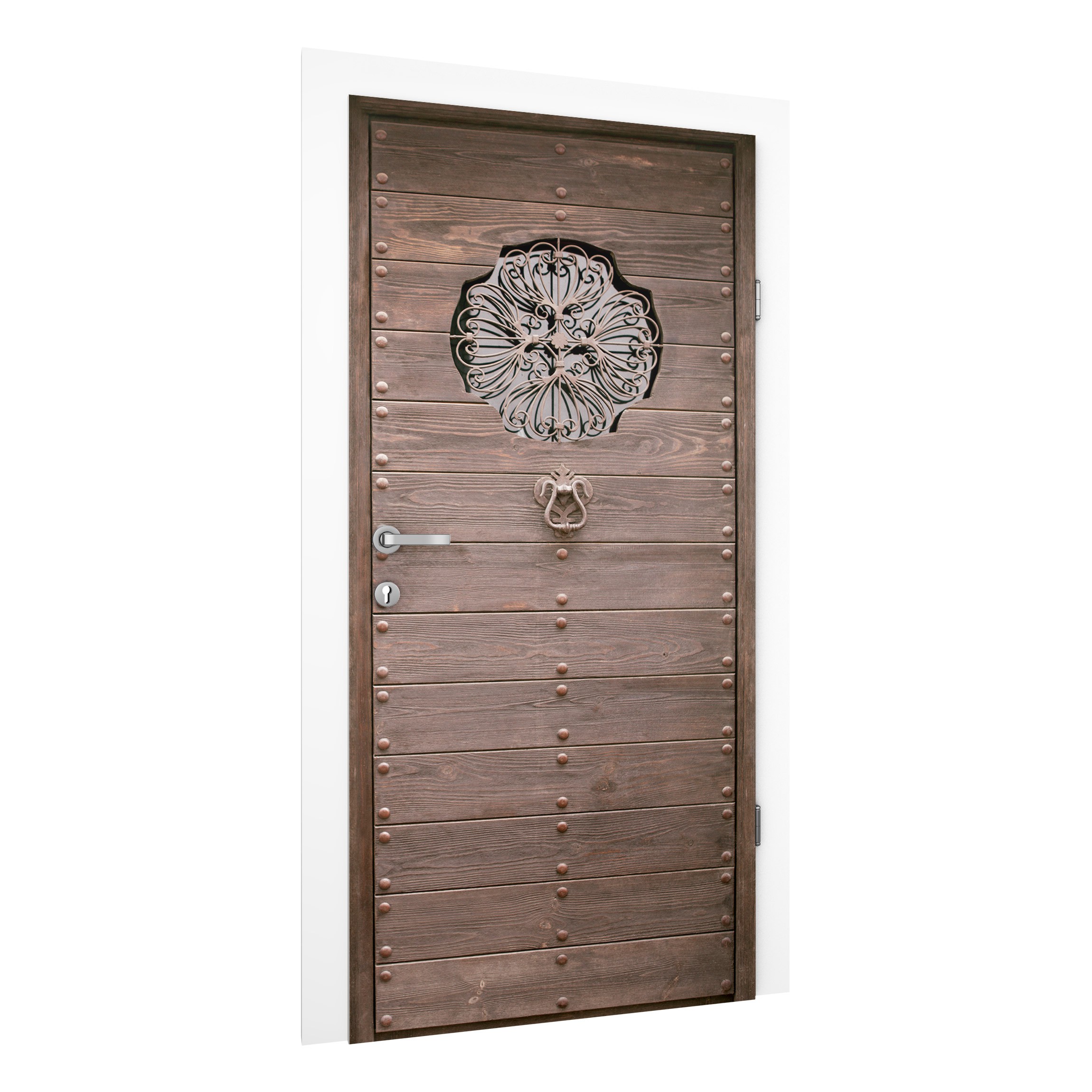 Türtapete Altes andalusisches Holztor mit Fenster in Ronda