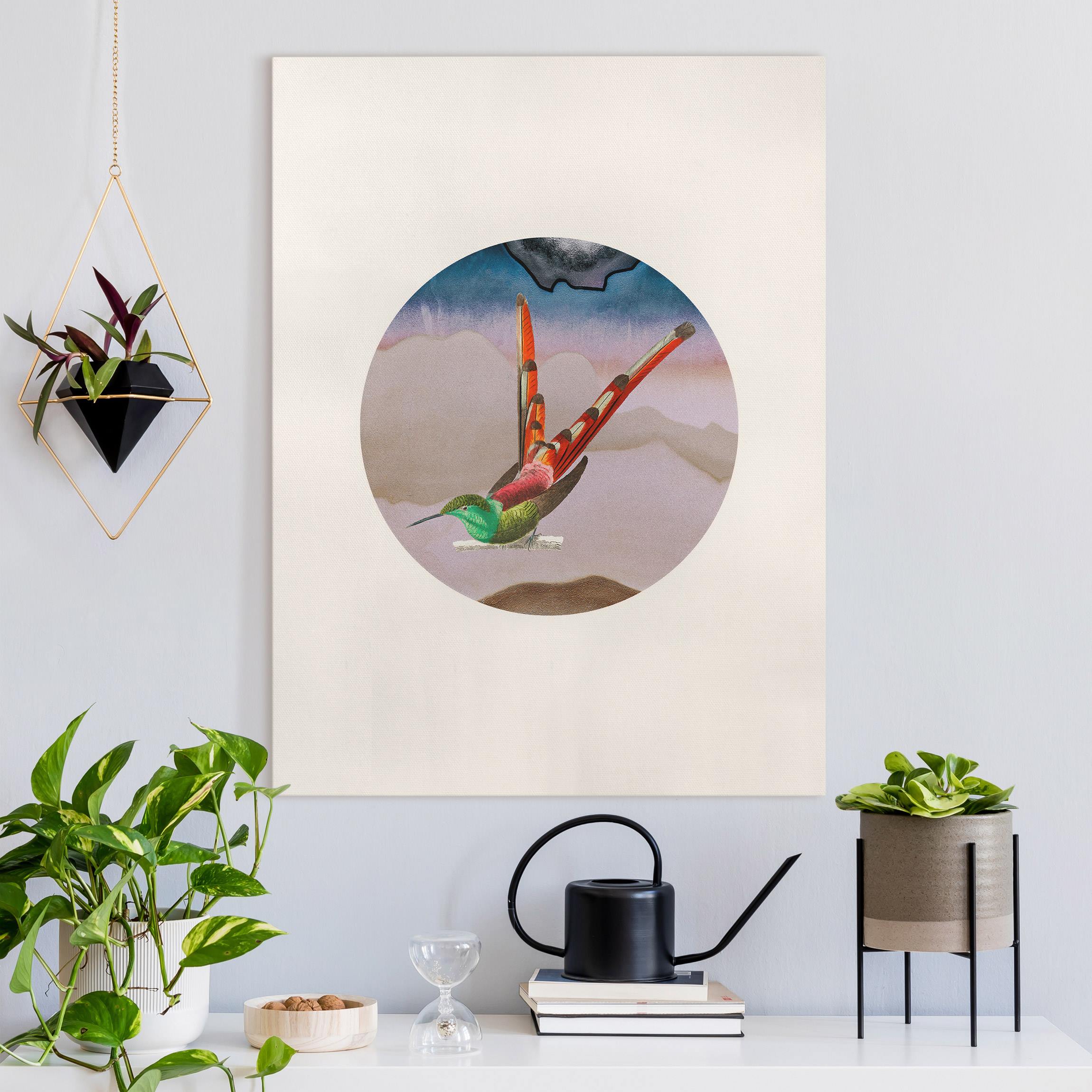 Leinwandbild Vogel Collage im Kreis