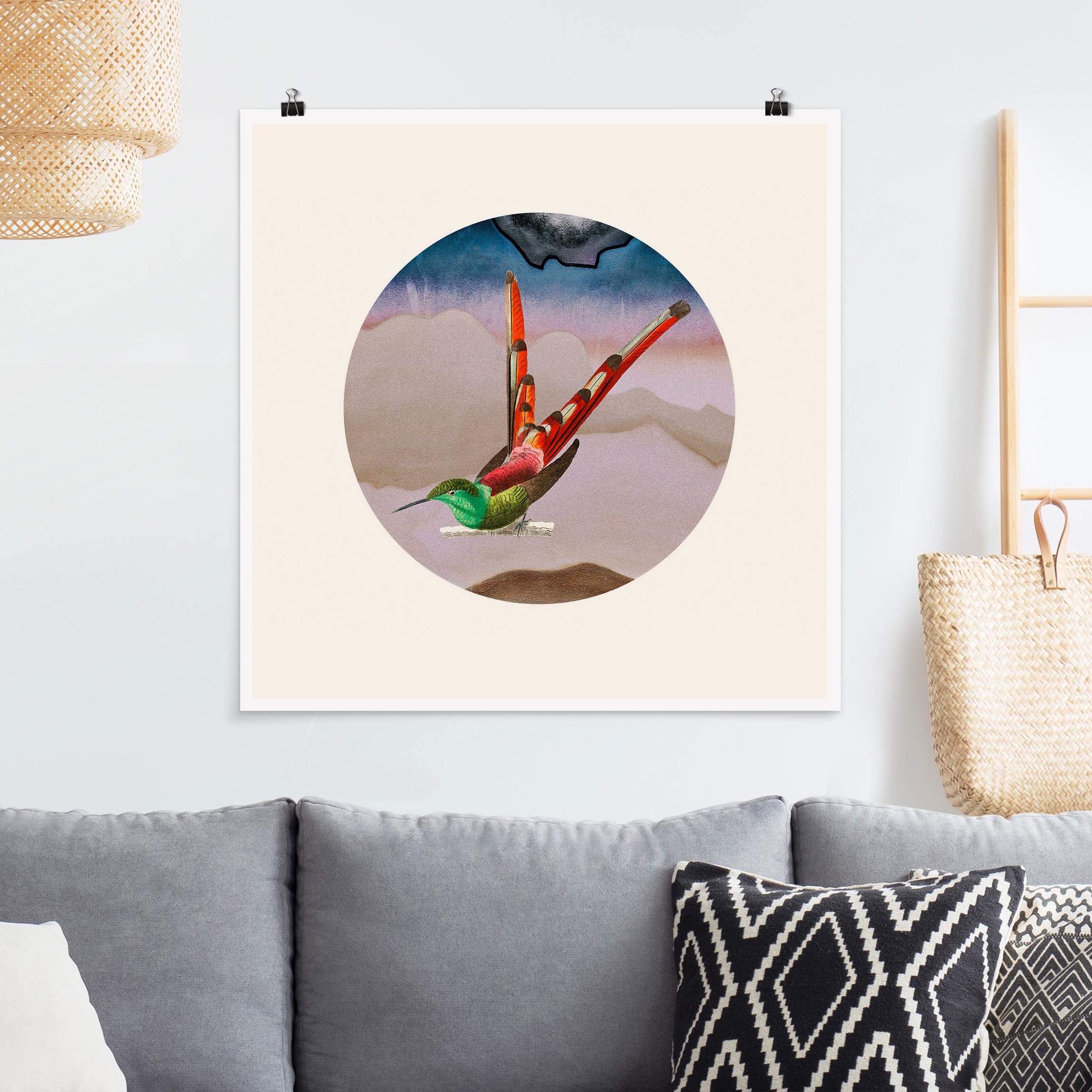 Poster Vogel Collage im Kreis