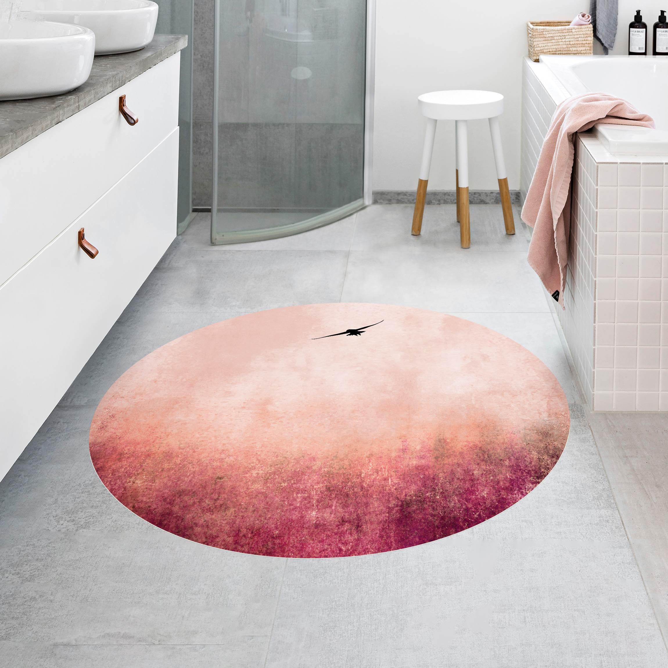 Runder Vinyl-Teppich Vogel im Sonnenuntergang