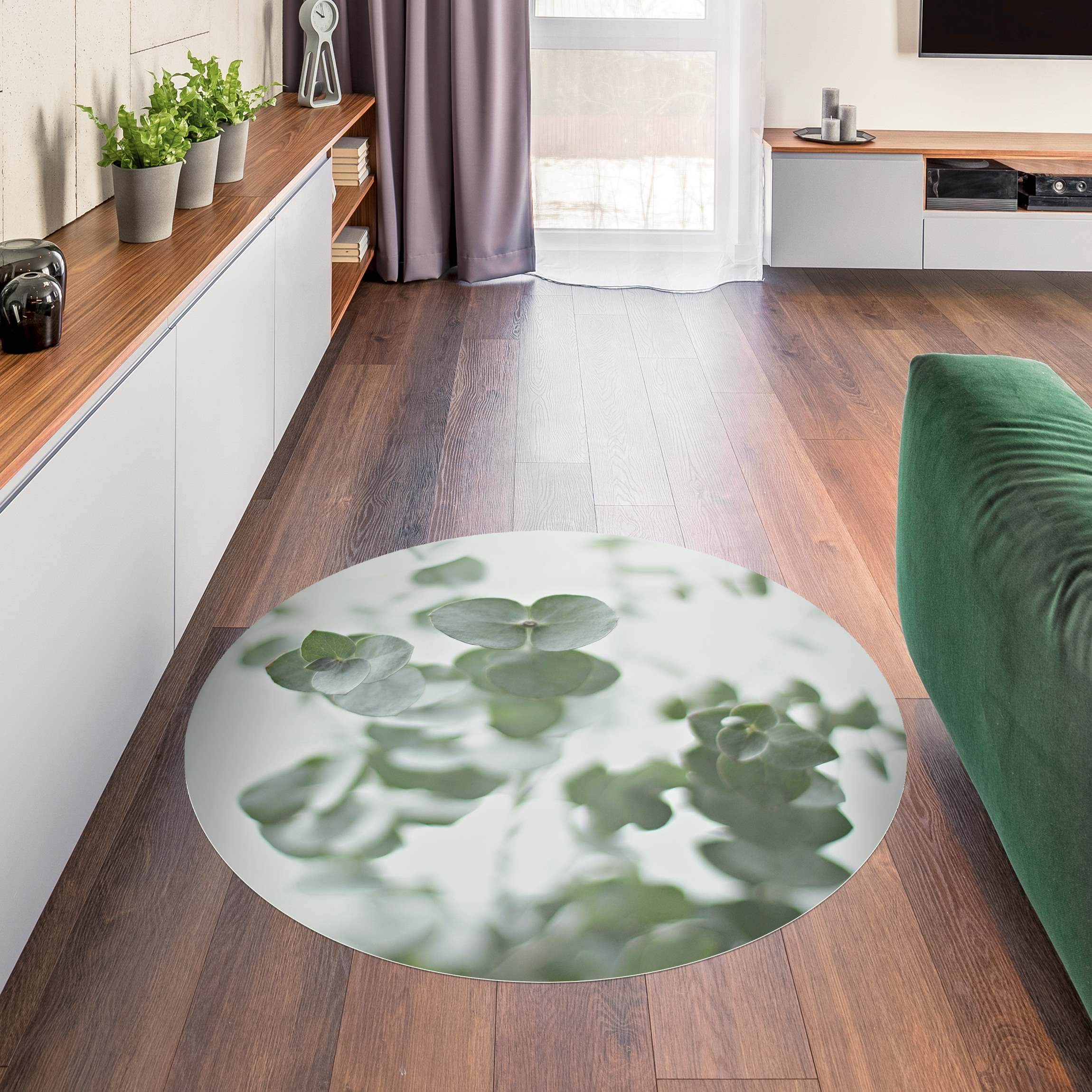 Runder Vinyl-Teppich Wachsende Eukalyptuszweige