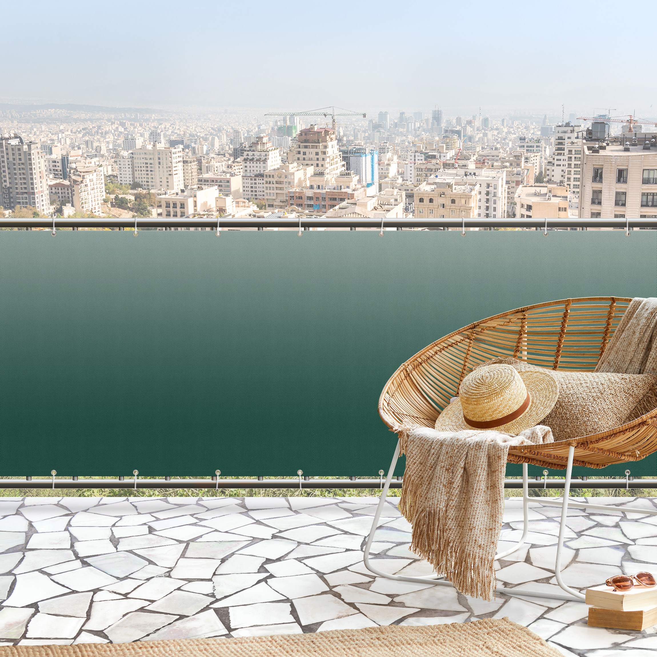 Balkon Sichtschutz Waldgrün Farbverlauf