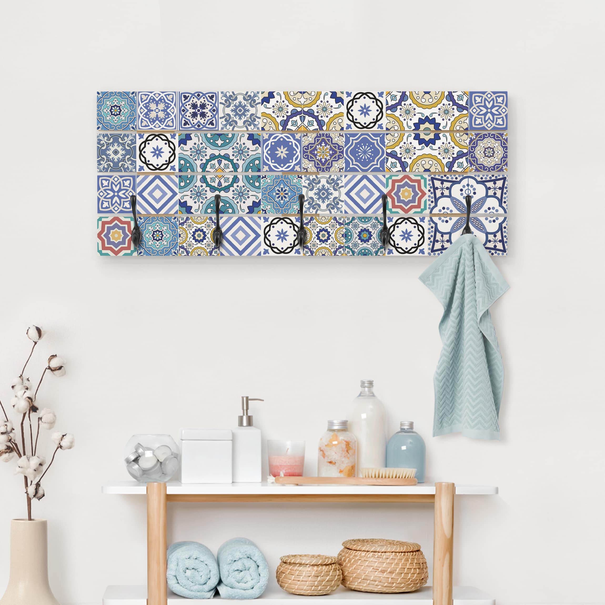 Wandgarderobe Holzpalette Fliesenspiegel - Aufwändige Portugiesische Fliesen