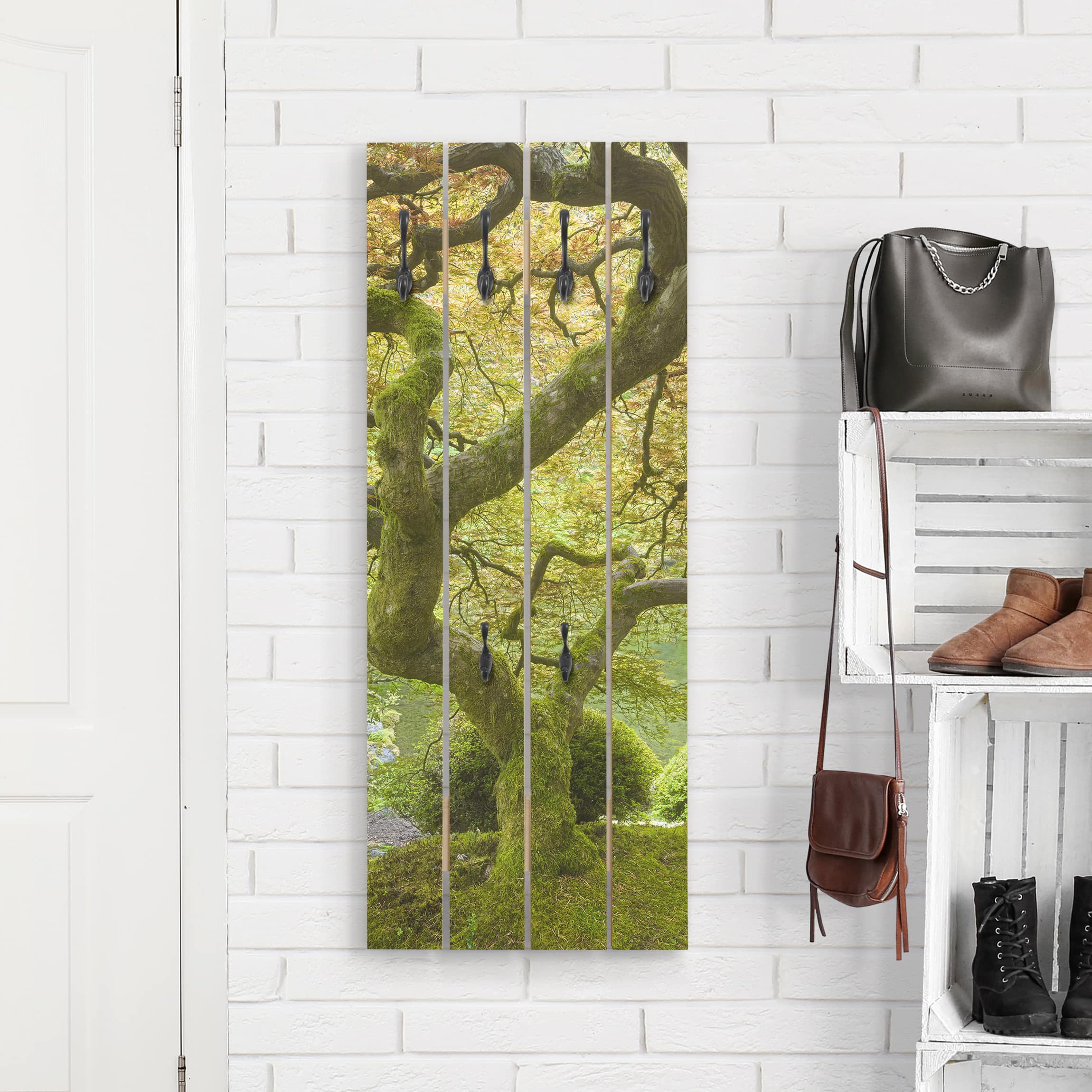 Wandgarderobe Holzpalette Grüner Japanischer Garten