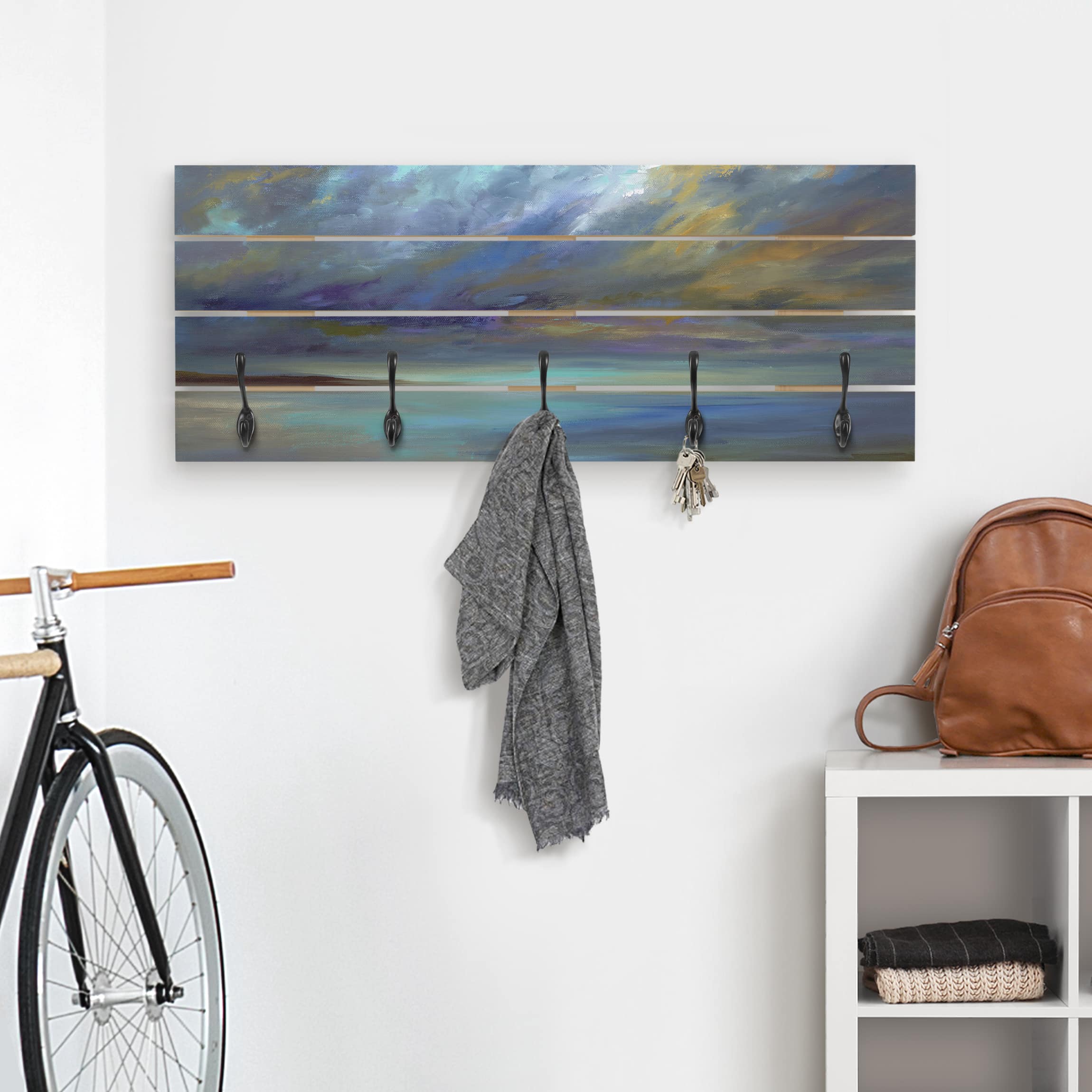 Wandgarderobe Holzpalette Himmel über Küste