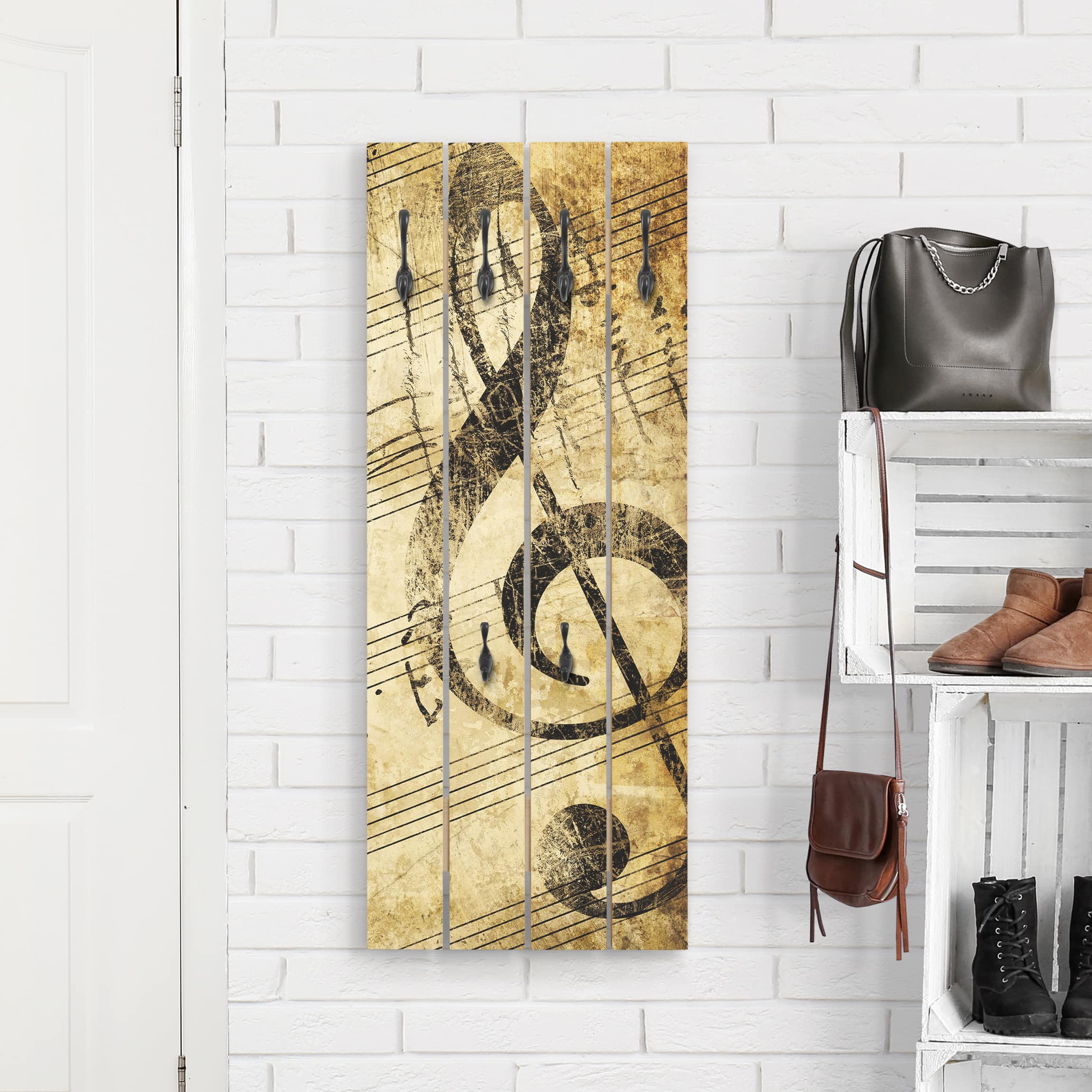 Wandgarderobe Holzpalette Note