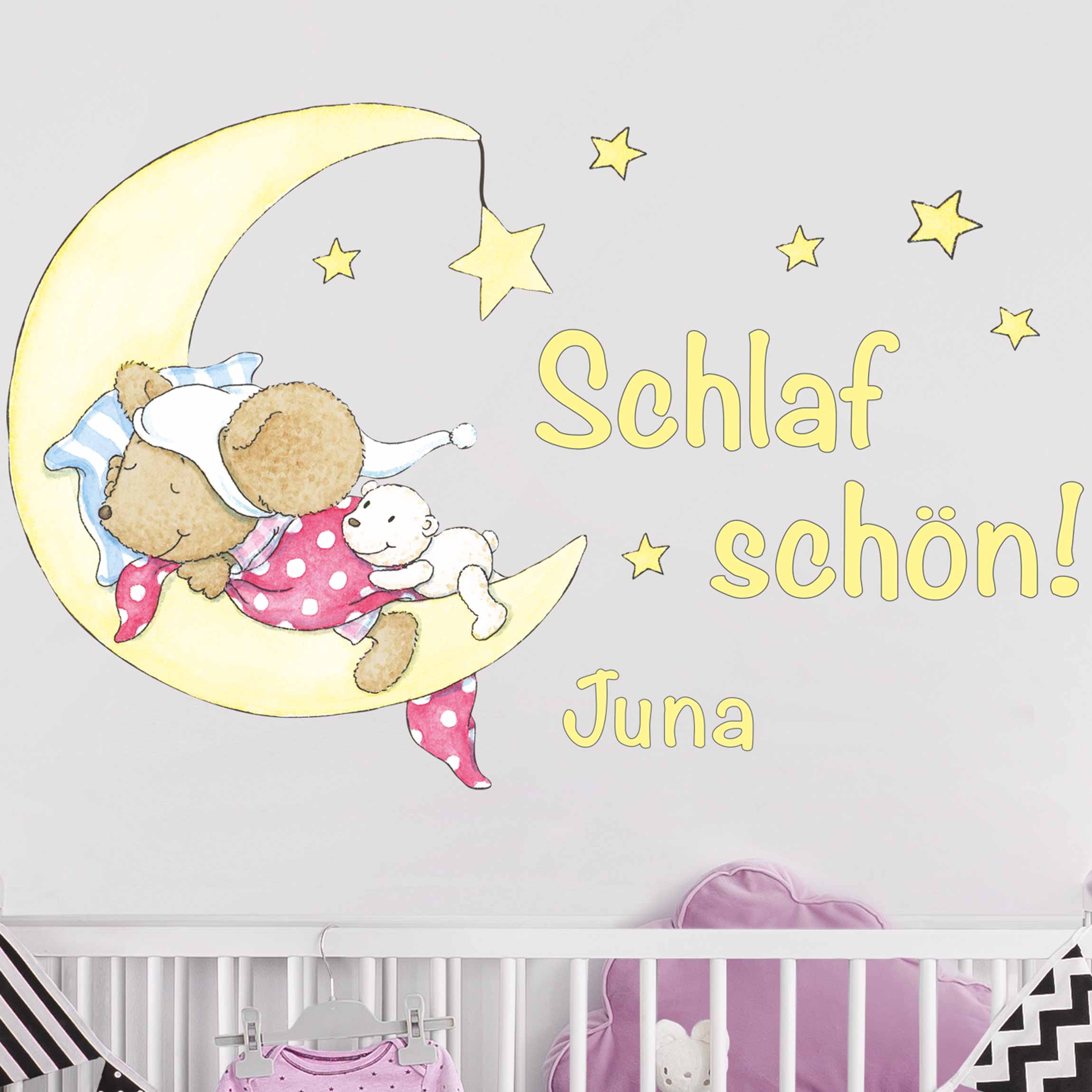 Wunschtext-Wandtattoo Kinderzimmer Steinbeck - Lillebi Schlaf Schön!