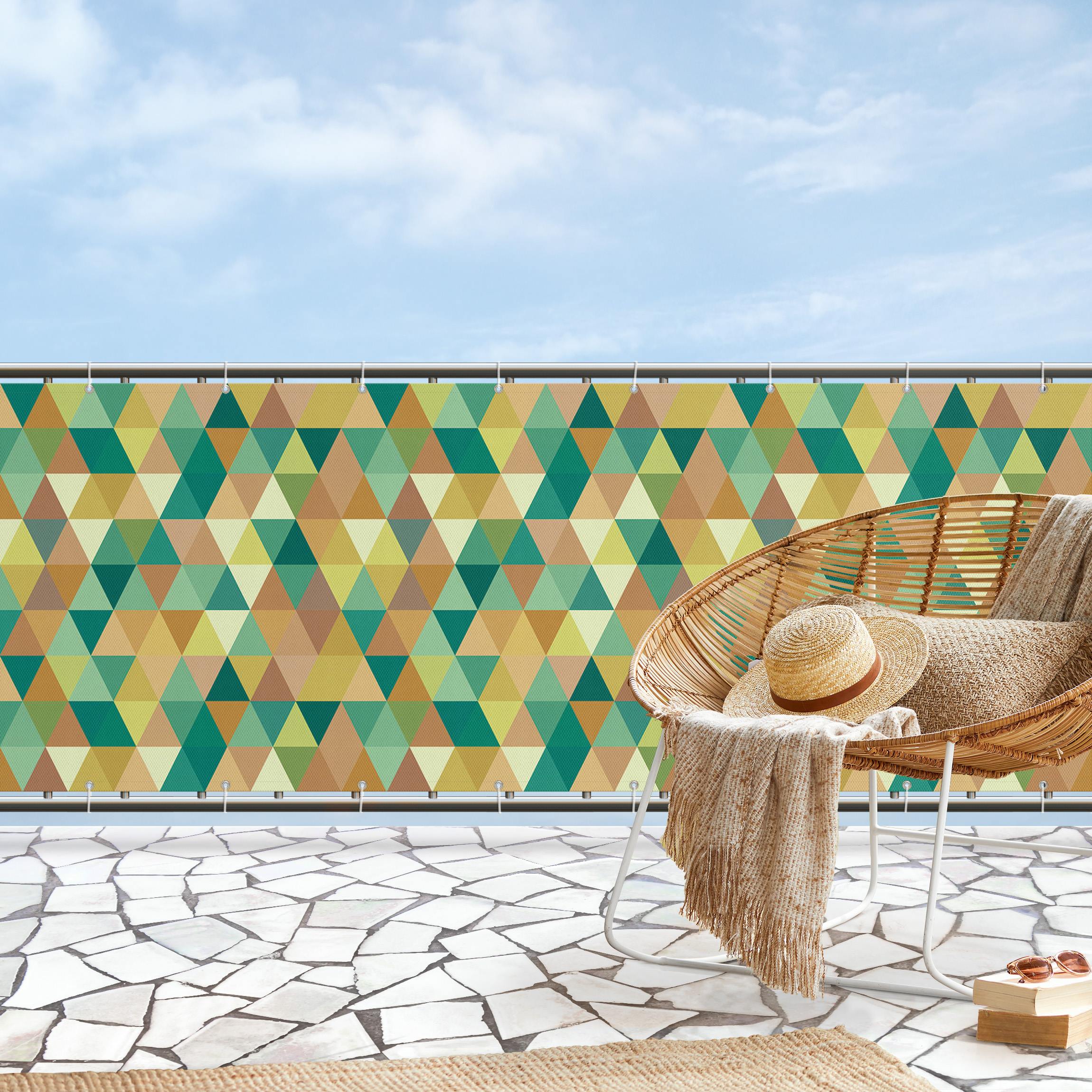 Balkon Sichtschutz Warmgrünes Dreieck-Muster