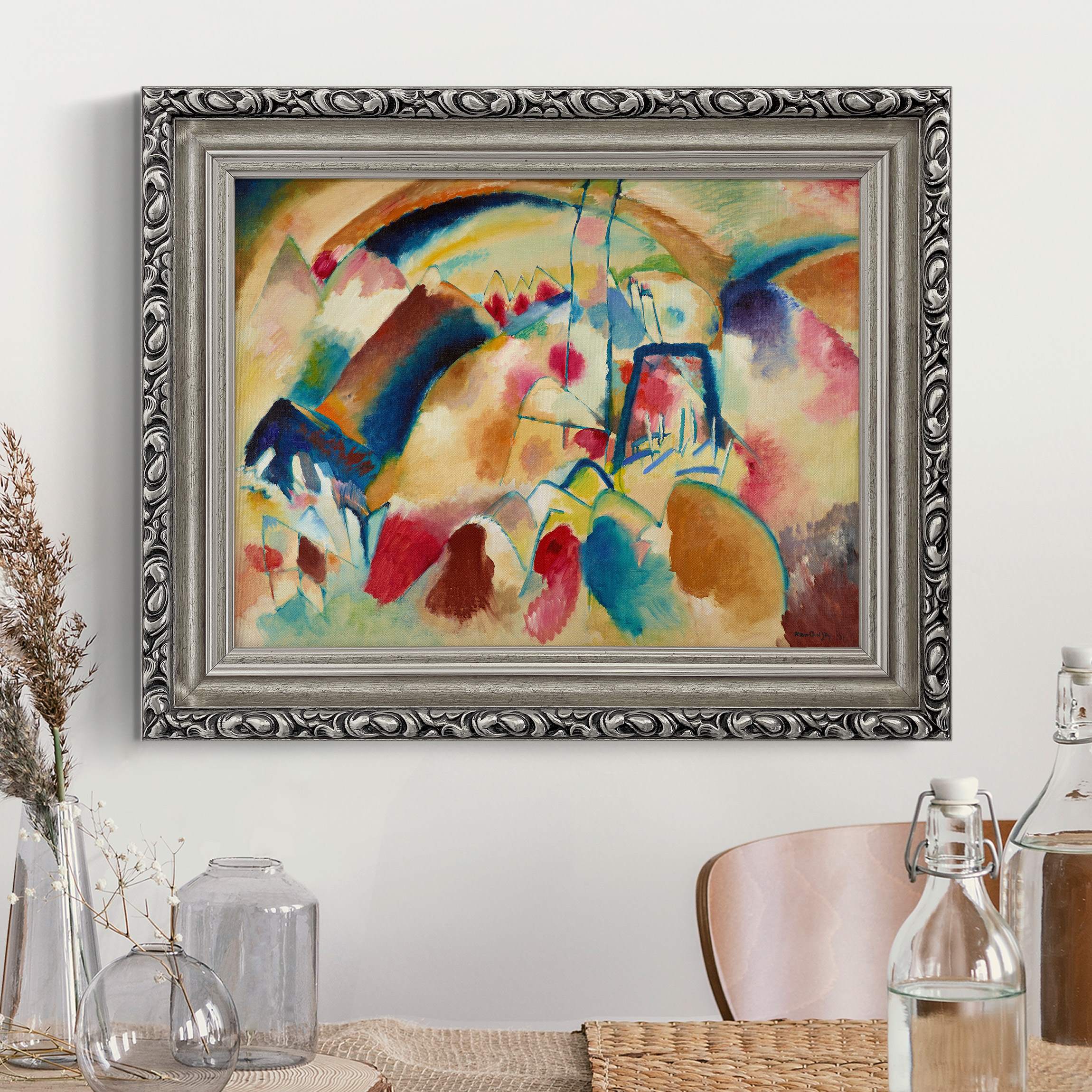 Leinwandbild mit Barockrahmen Wassily Kandinsky - Landschaft mit Kirche