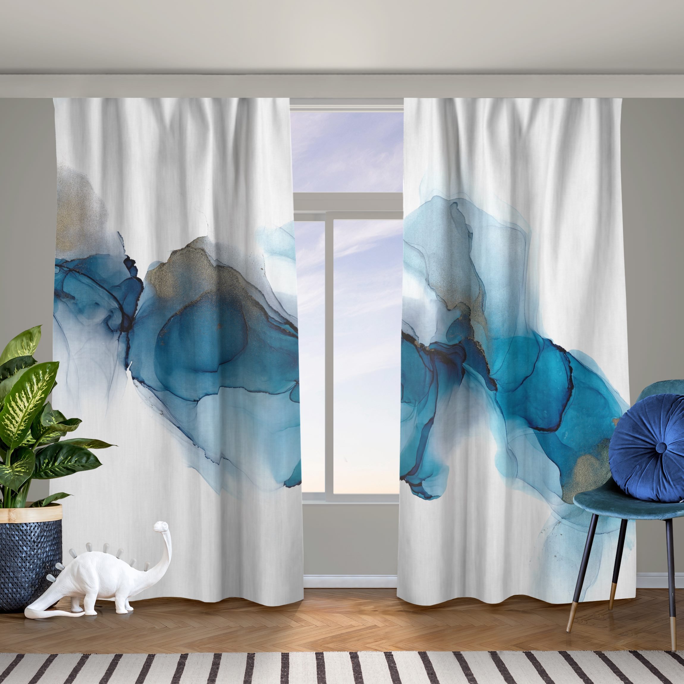 Vorhang Weg des Windes Blau und Gold