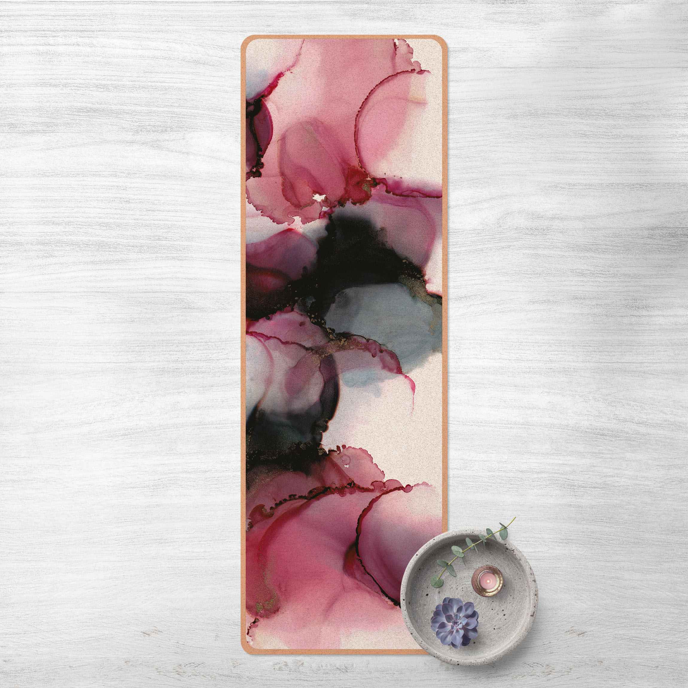 Yogamatte Kork Weg des Windes Violett und Gold