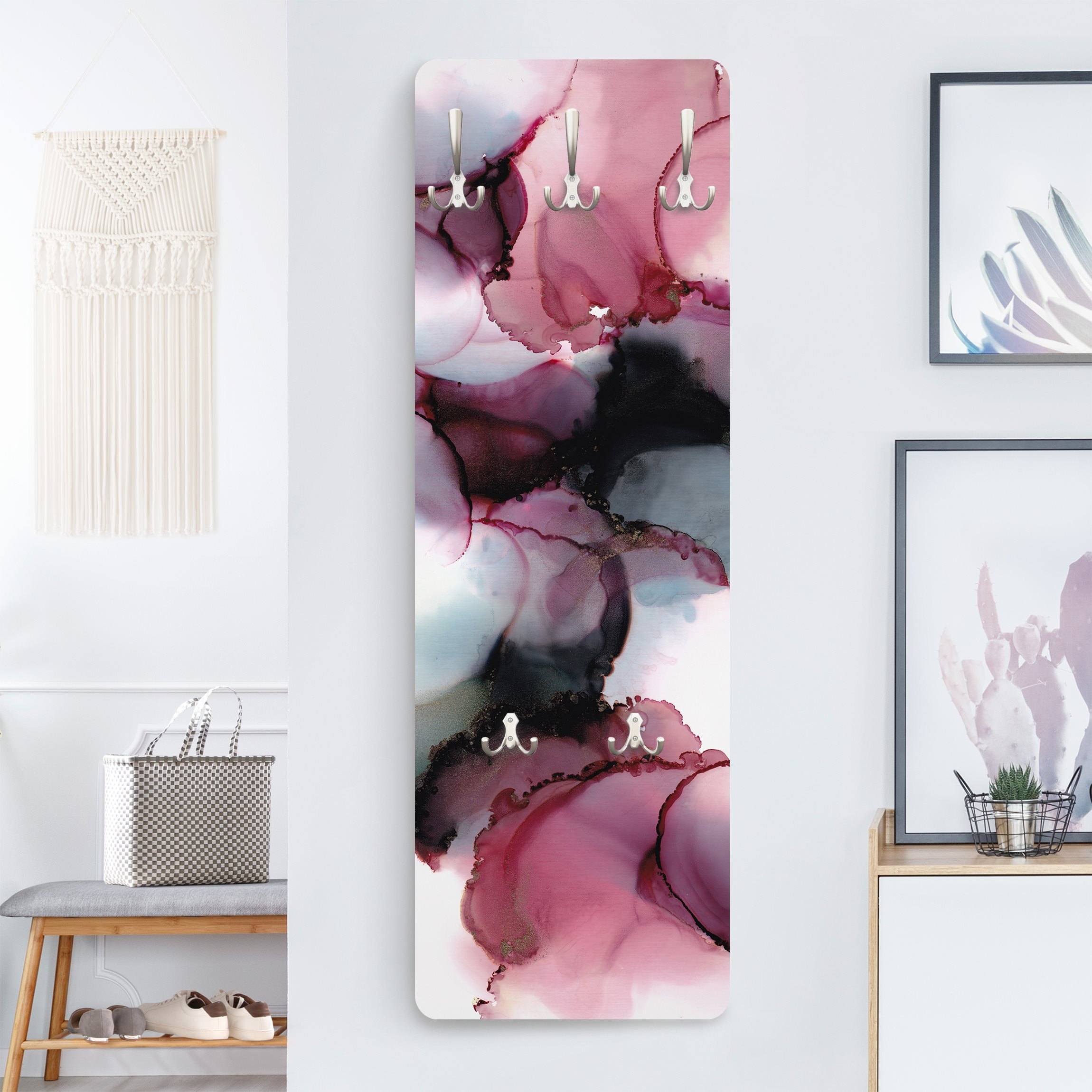 Wandgarderobe Holzpaneel Weg des Windes Violett und Gold