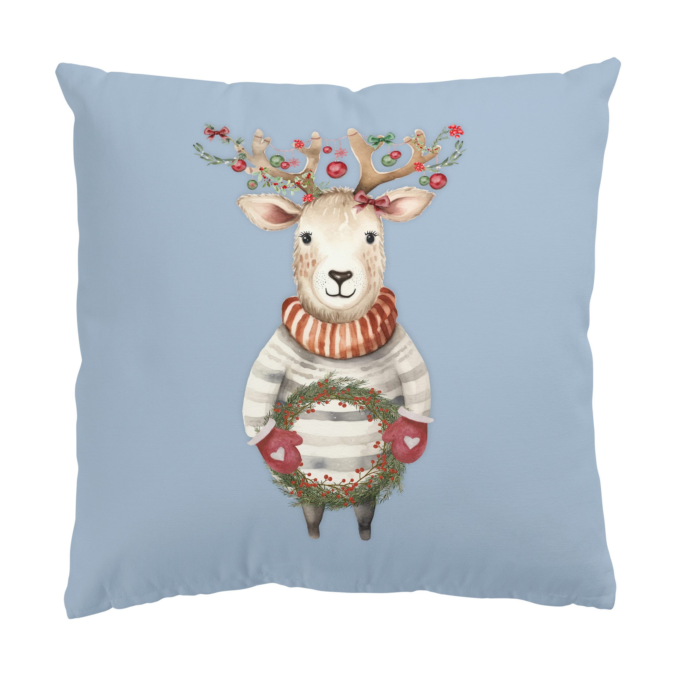 Dekokissen Weihnachtsreh mit Schmuck