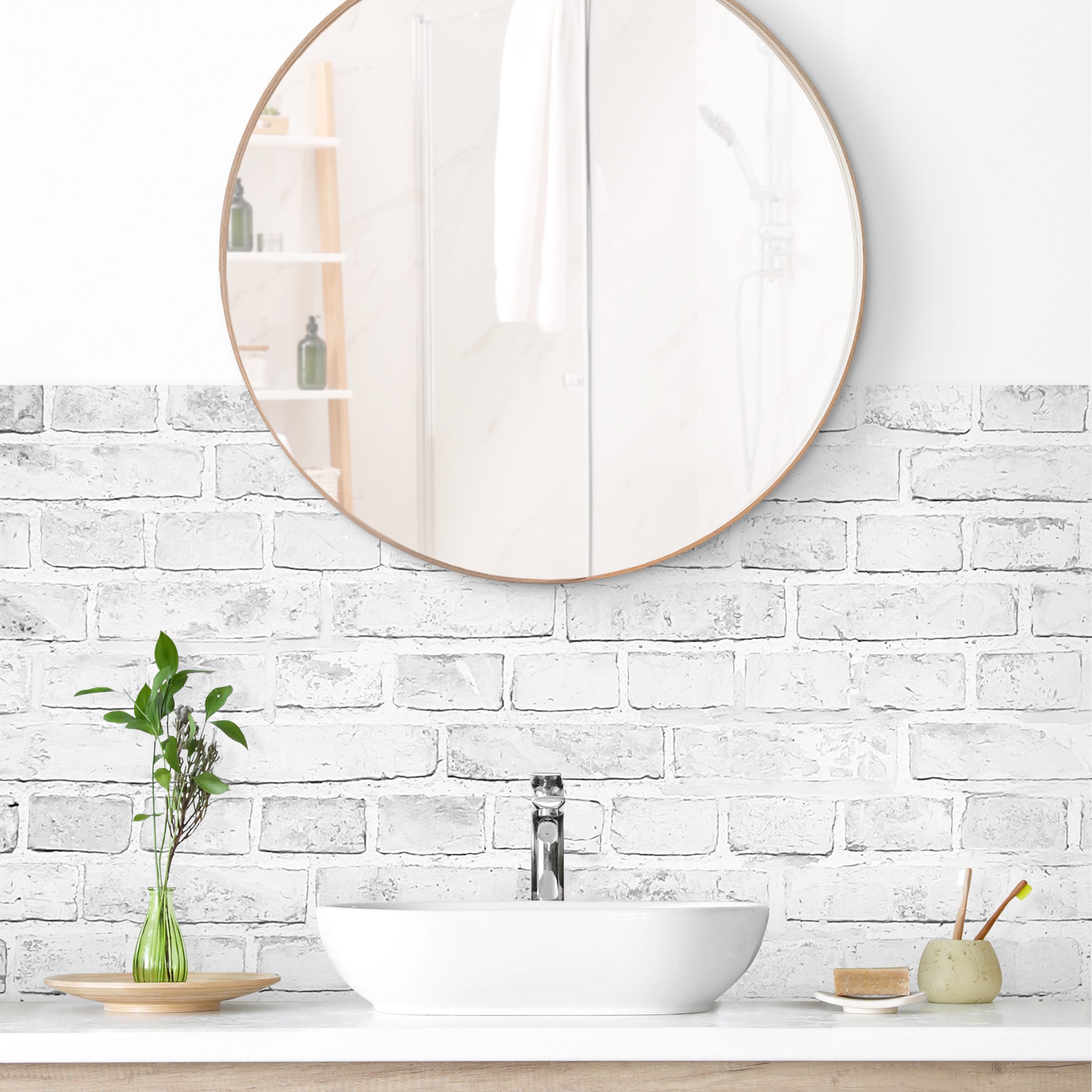 Wandverkleidung Bad Weiße Backstein Mauer