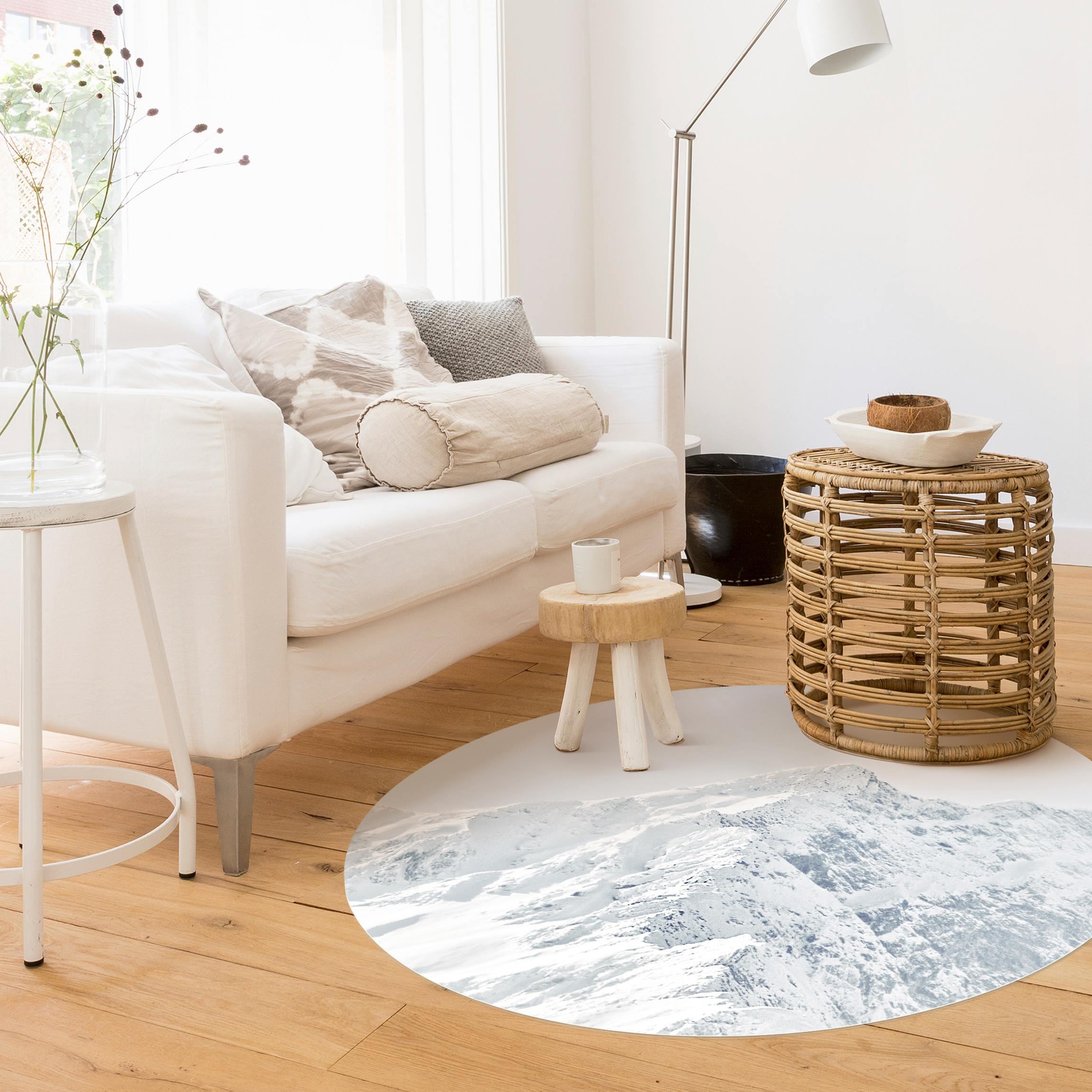 Runder Vinyl-Teppich Weiße Berge