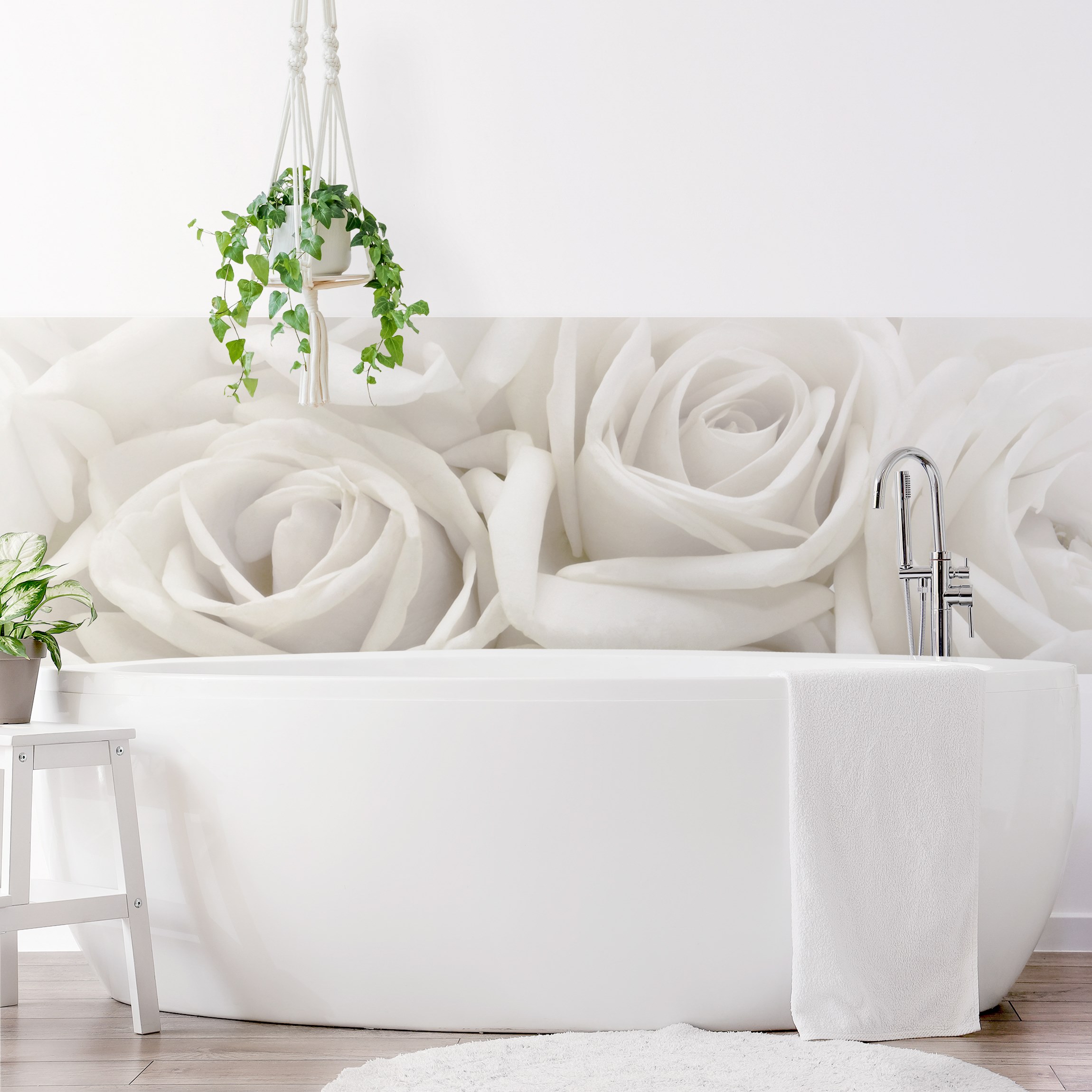 Wandverkleidung Bad Weiße Rosen