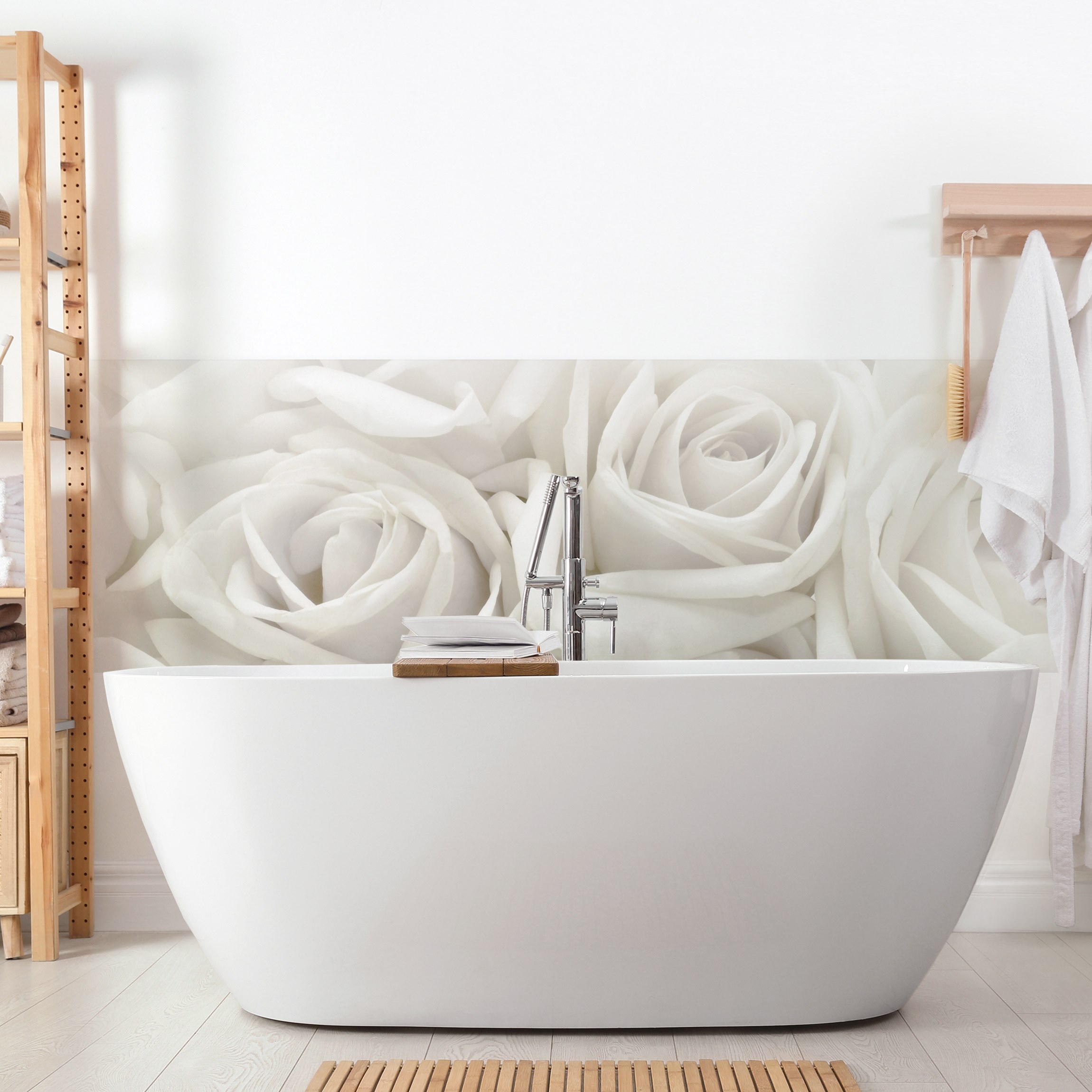 Wandverkleidung Bad Weiße Rosen