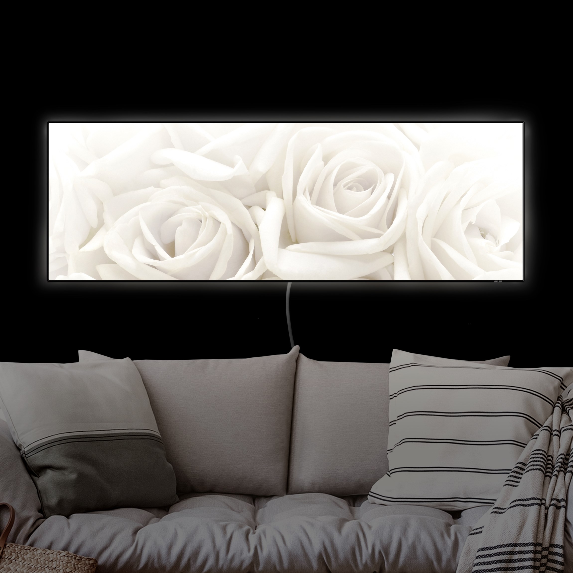 LED-Wechselbild Weiße Rosen