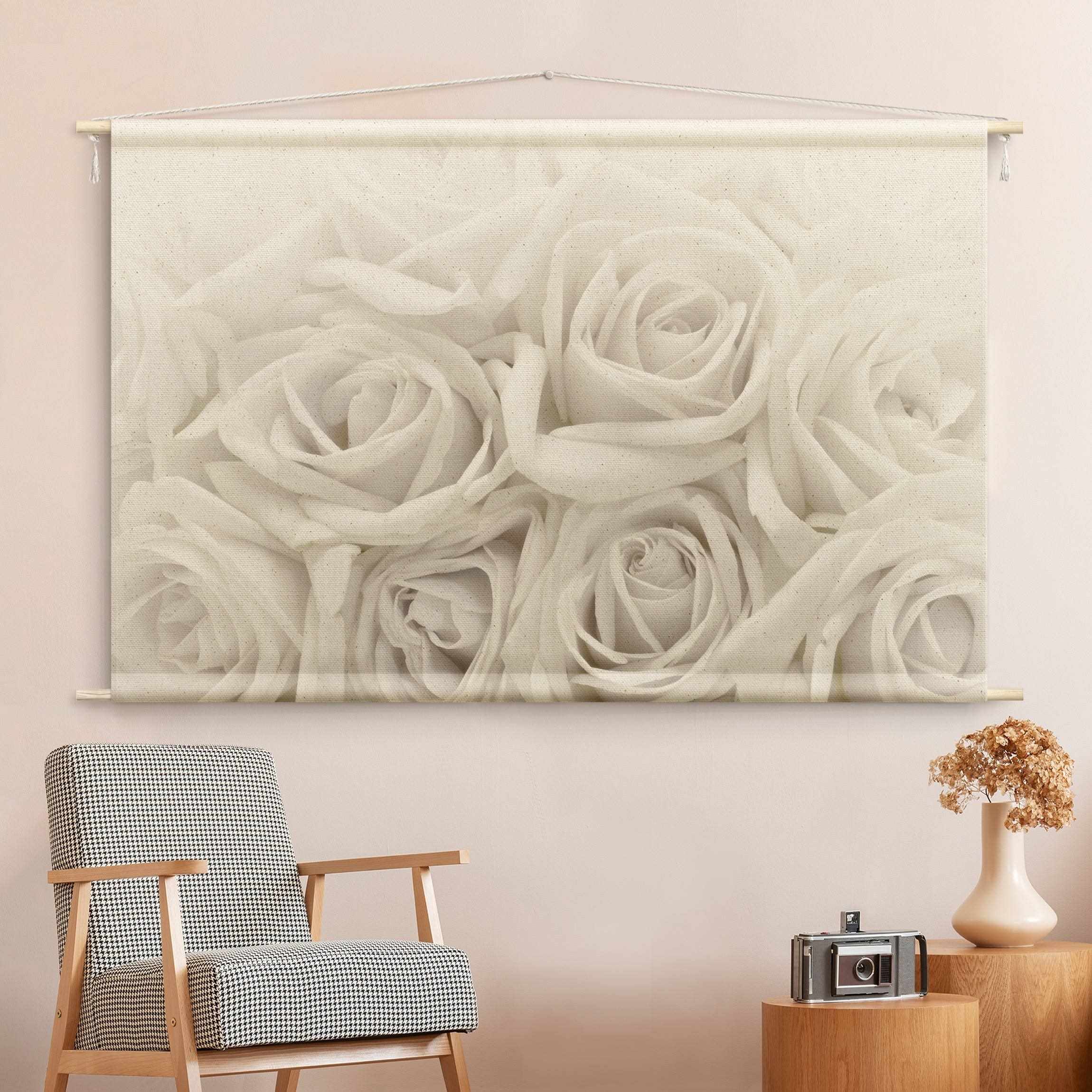 Wandteppich Weiße Rosen