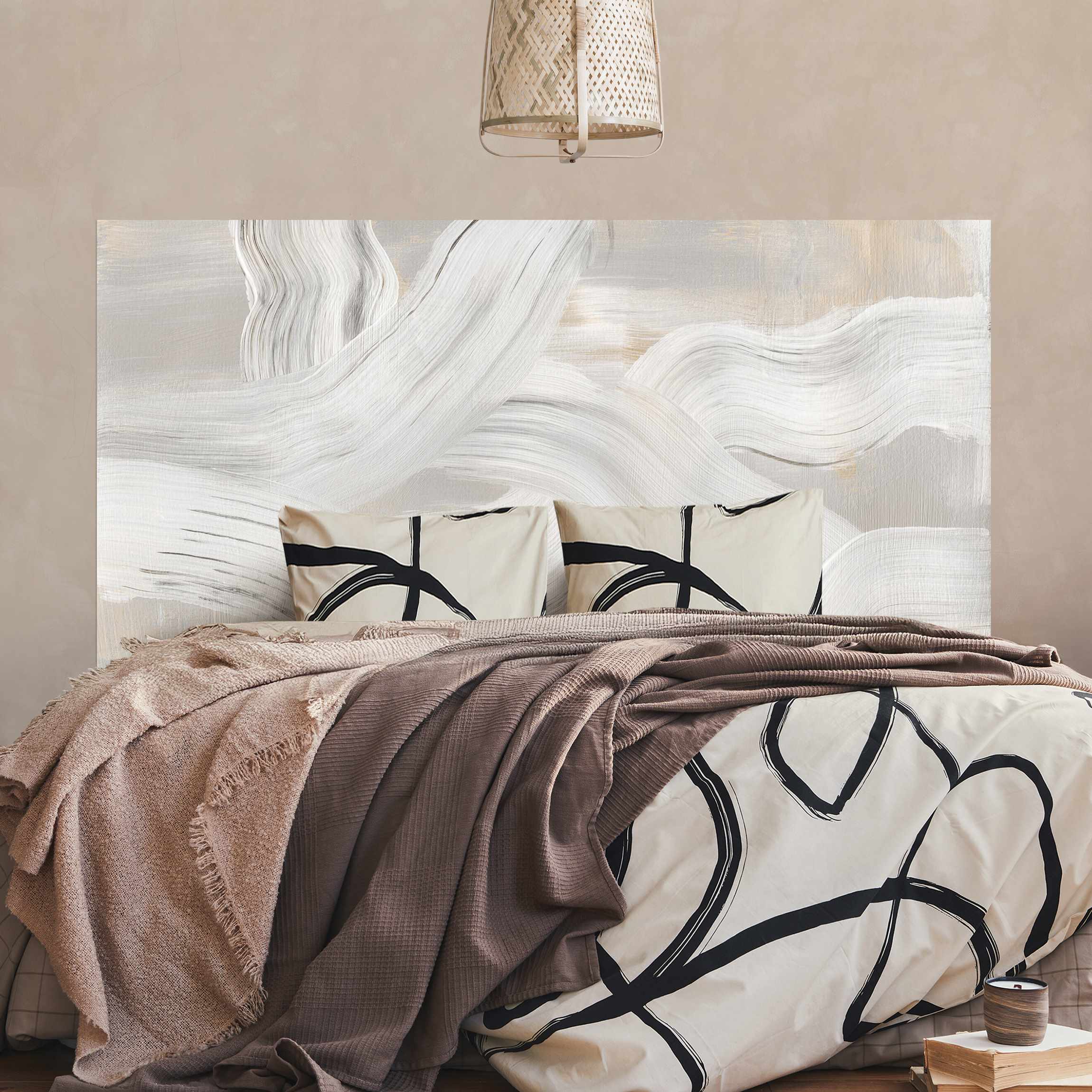 Kopfteil Bett Weiße wandernde Wellen