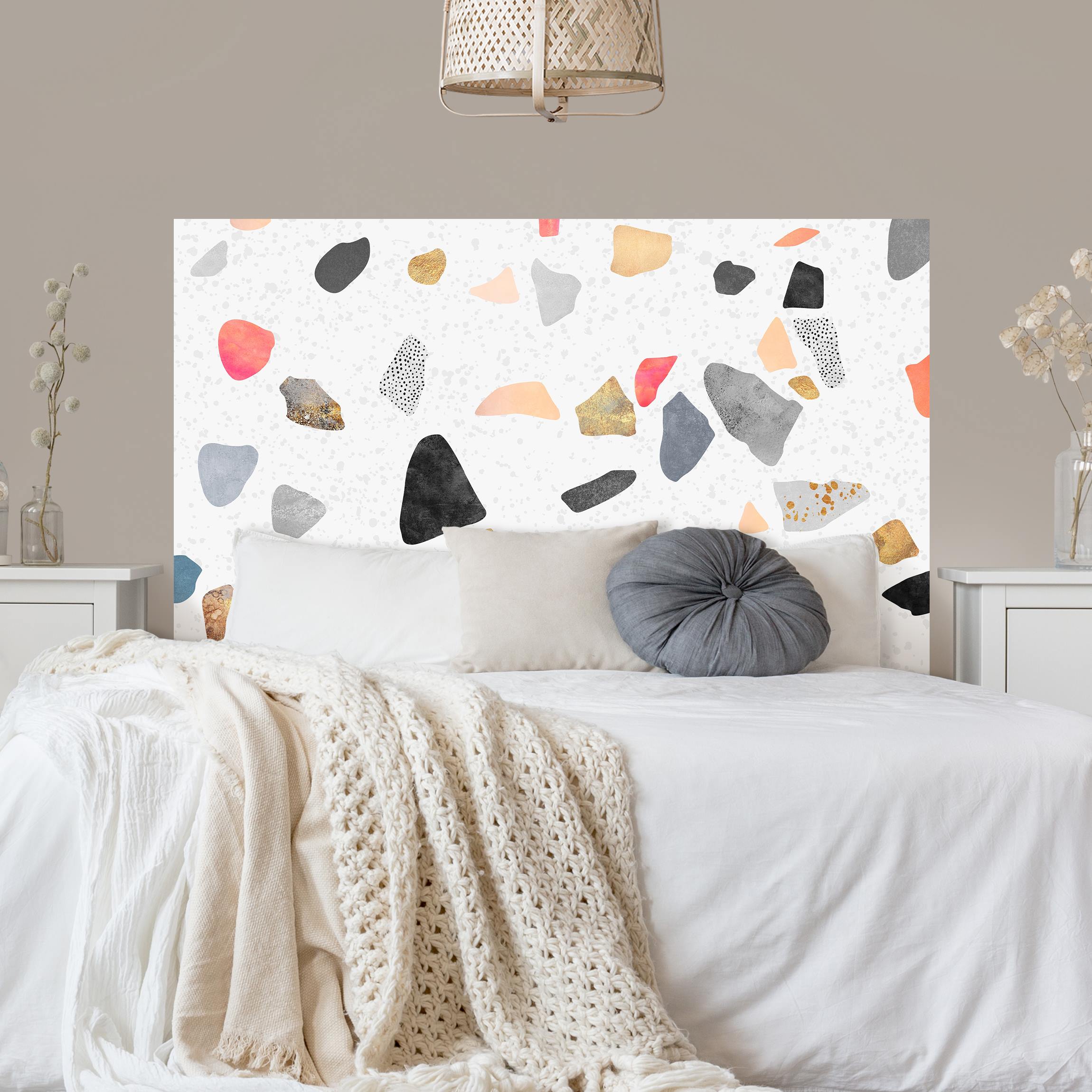 Kopfteil Bett Weißer Terrazzo mit Goldsteinchen