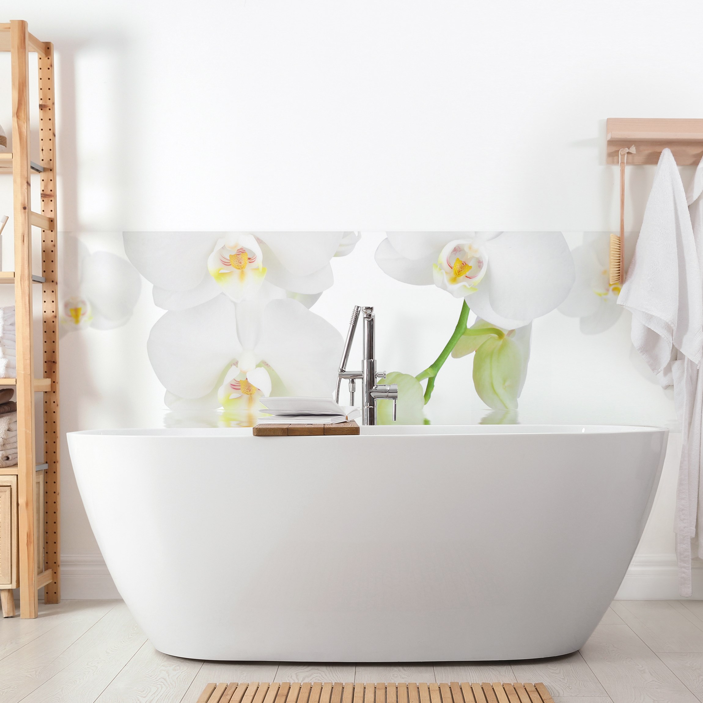 Wandverkleidung Bad Wellness Orchidee - Weiße Orchidee