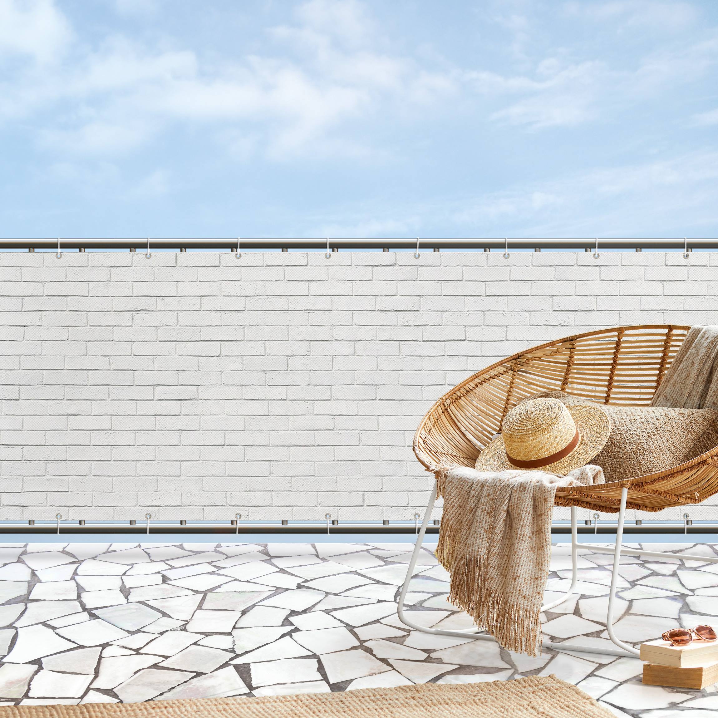 Balkon Sichtschutz White Stonewall