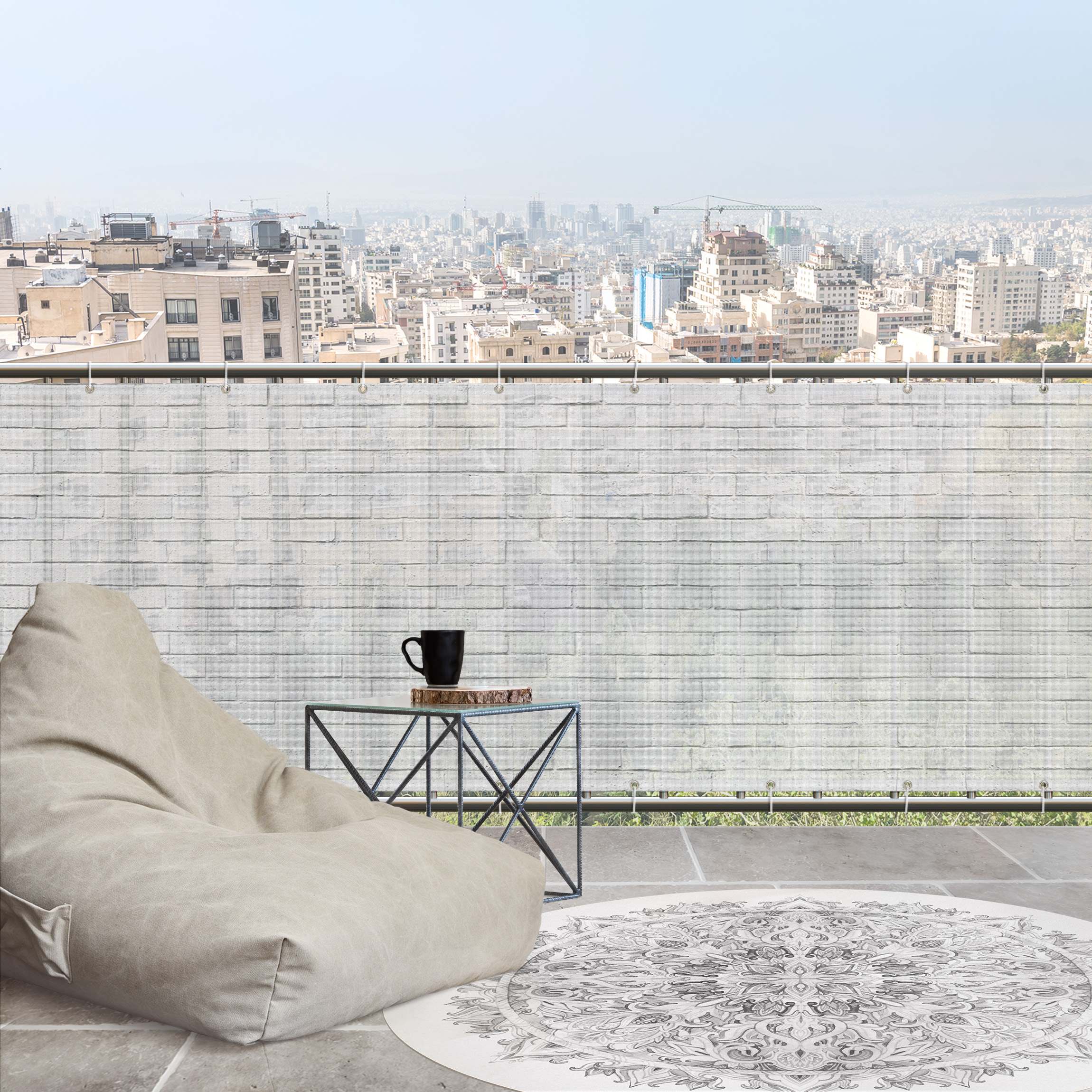 Balkon Sichtschutz White Stonewall